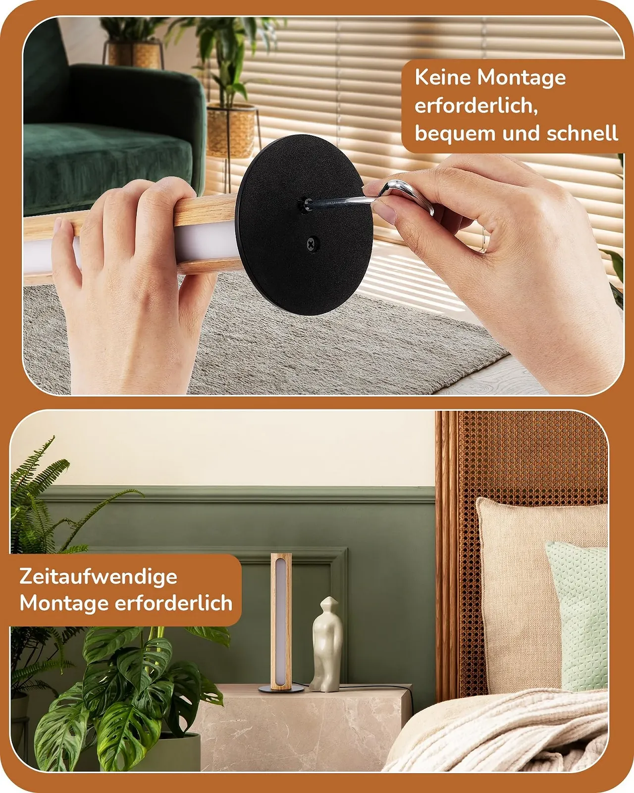 Настільна лампа EDISHINE LED дерев'яна сенсорна з функцією пам'яті димована, фото №7