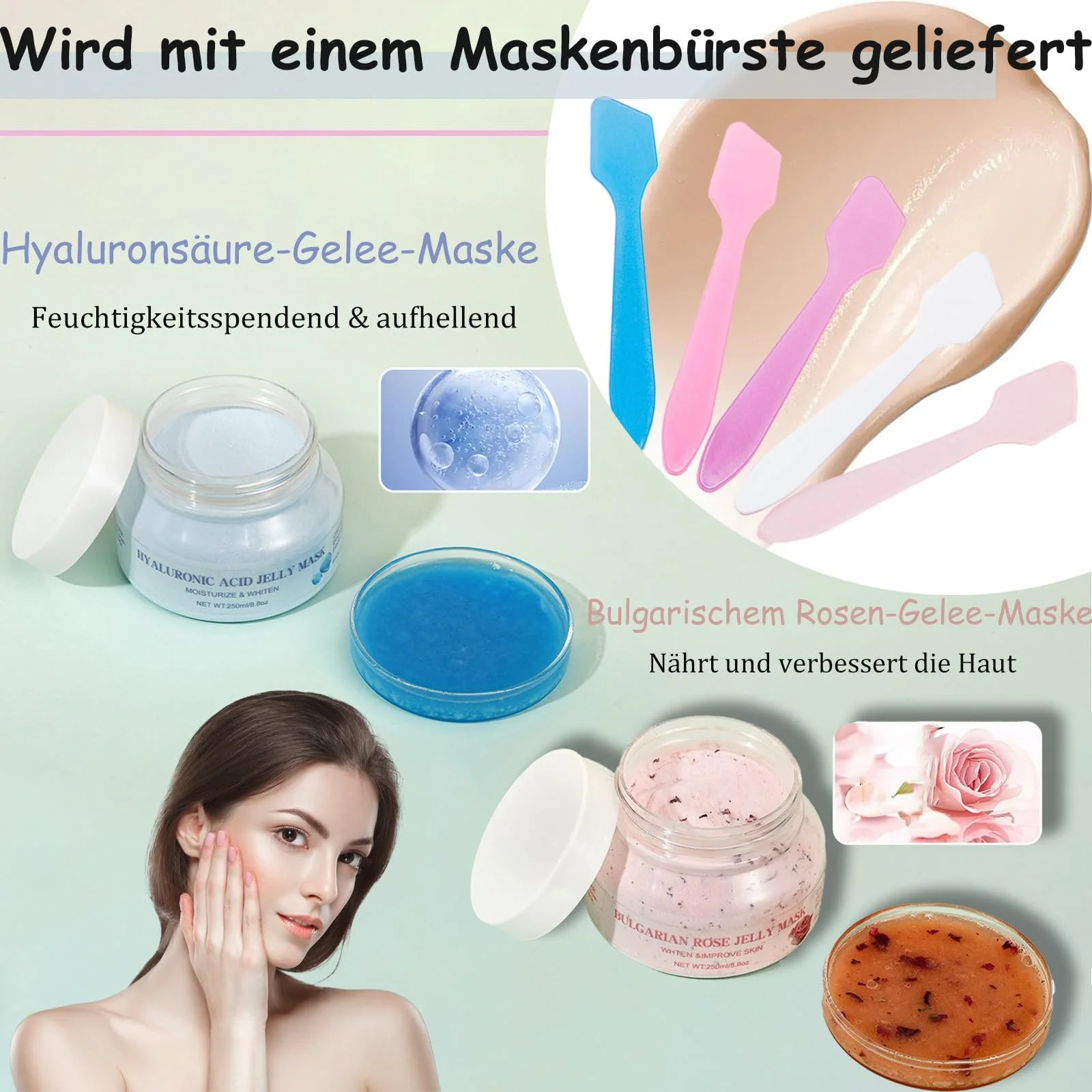 Маска-плівка Набір, 2 шт, Гіалуронова Кислота та Троянда, фото №2 Маска-плівка Набір, 2 шт, Гіалуронова Кислота та Троянда, фото №2