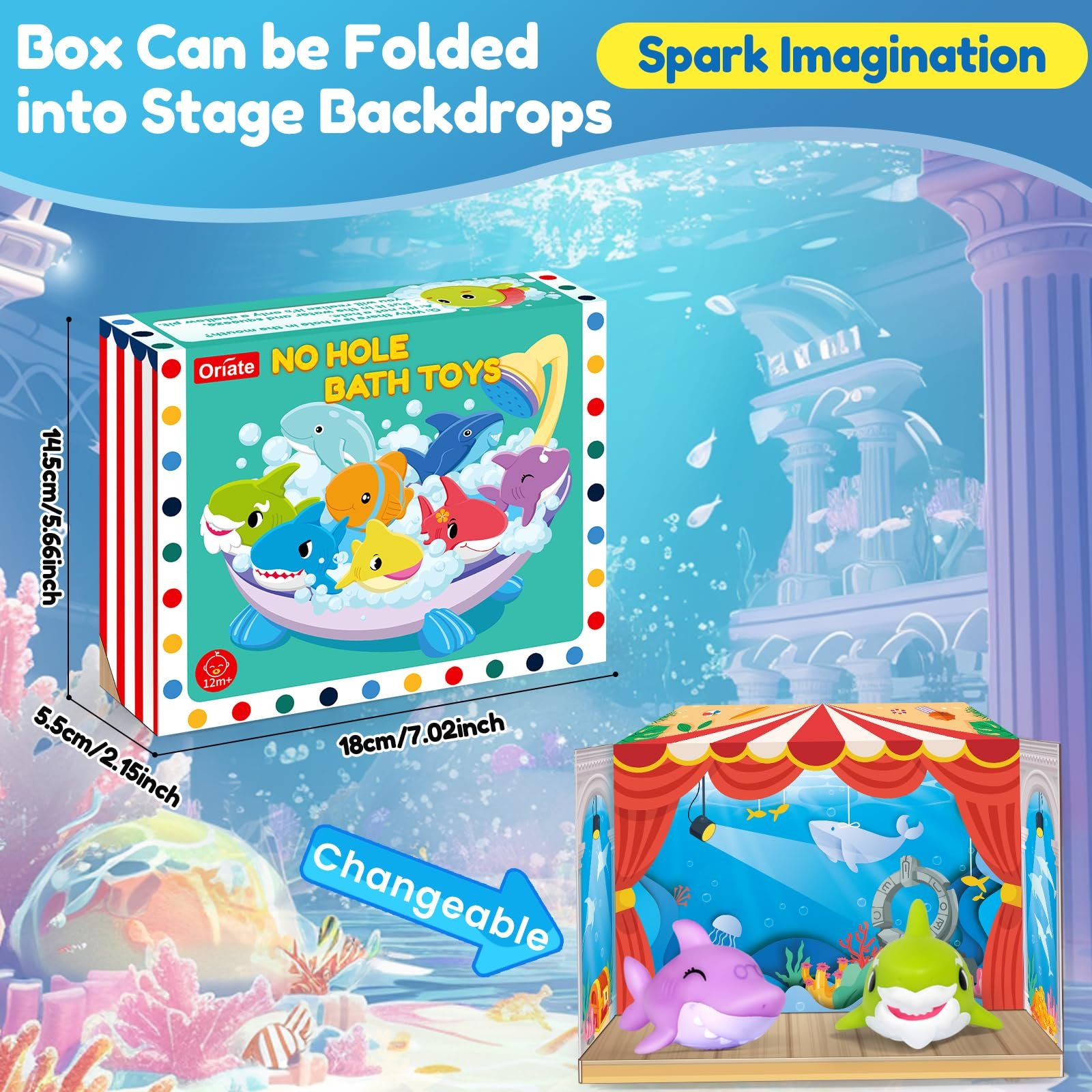 Игрушка для ванны Infantino, 6 фигурок акул и морских существ, фото №5