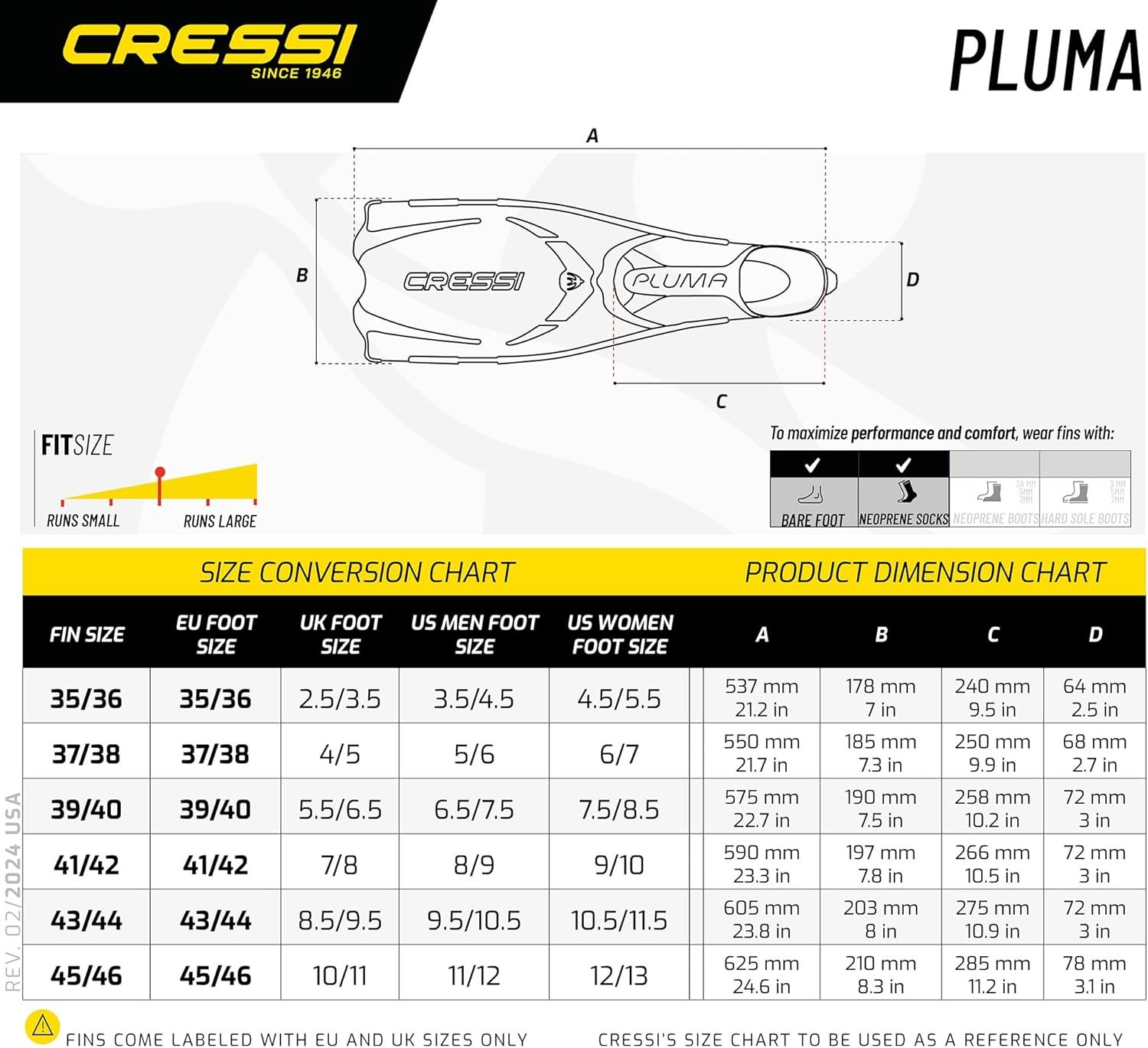 Ласты для дайвинга Cressi Pluma Blue/Azure, фото №7