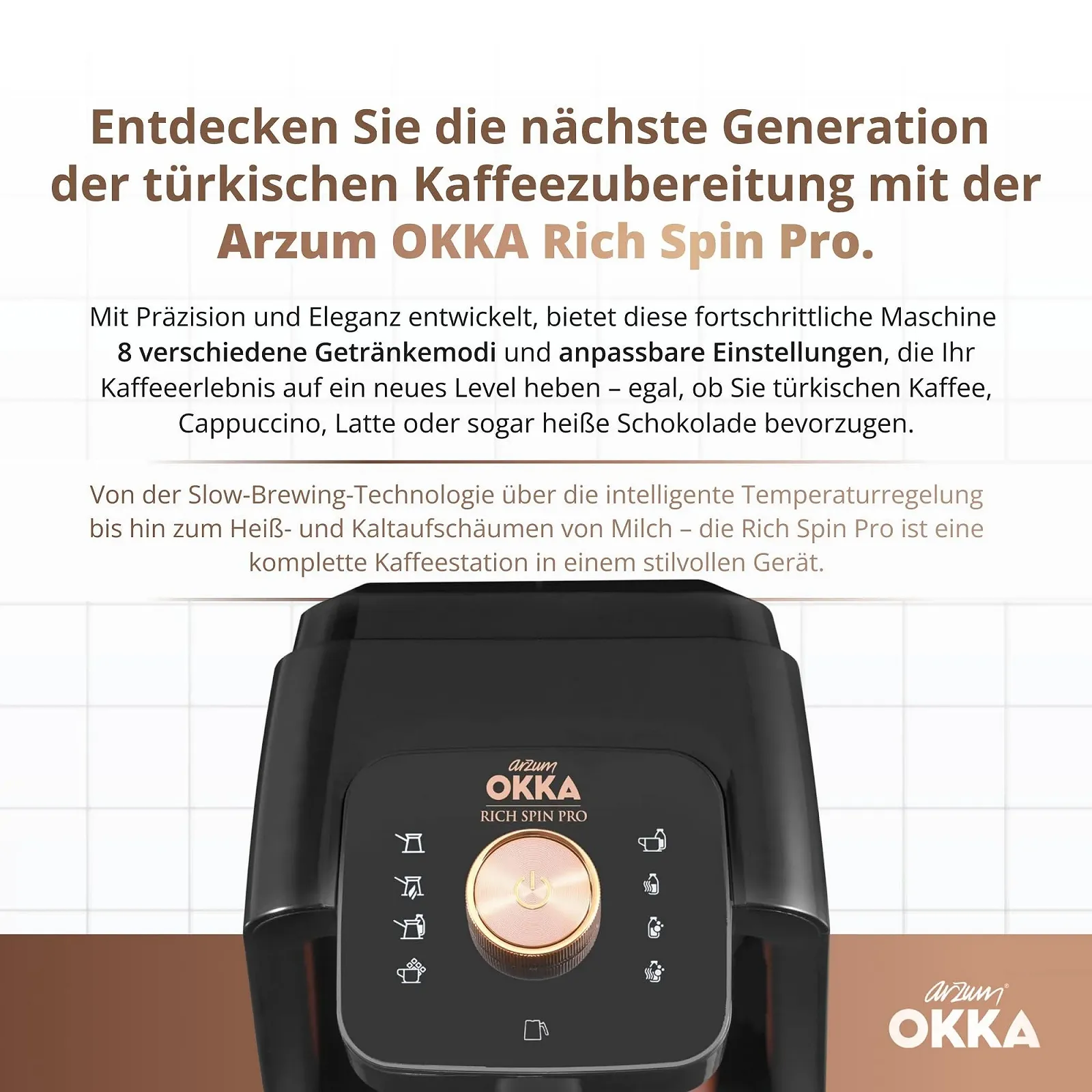 Кофеварка для кофе по-турецки Arzum OKKA RICH SPIN PRO Хром (Медь), фото №3