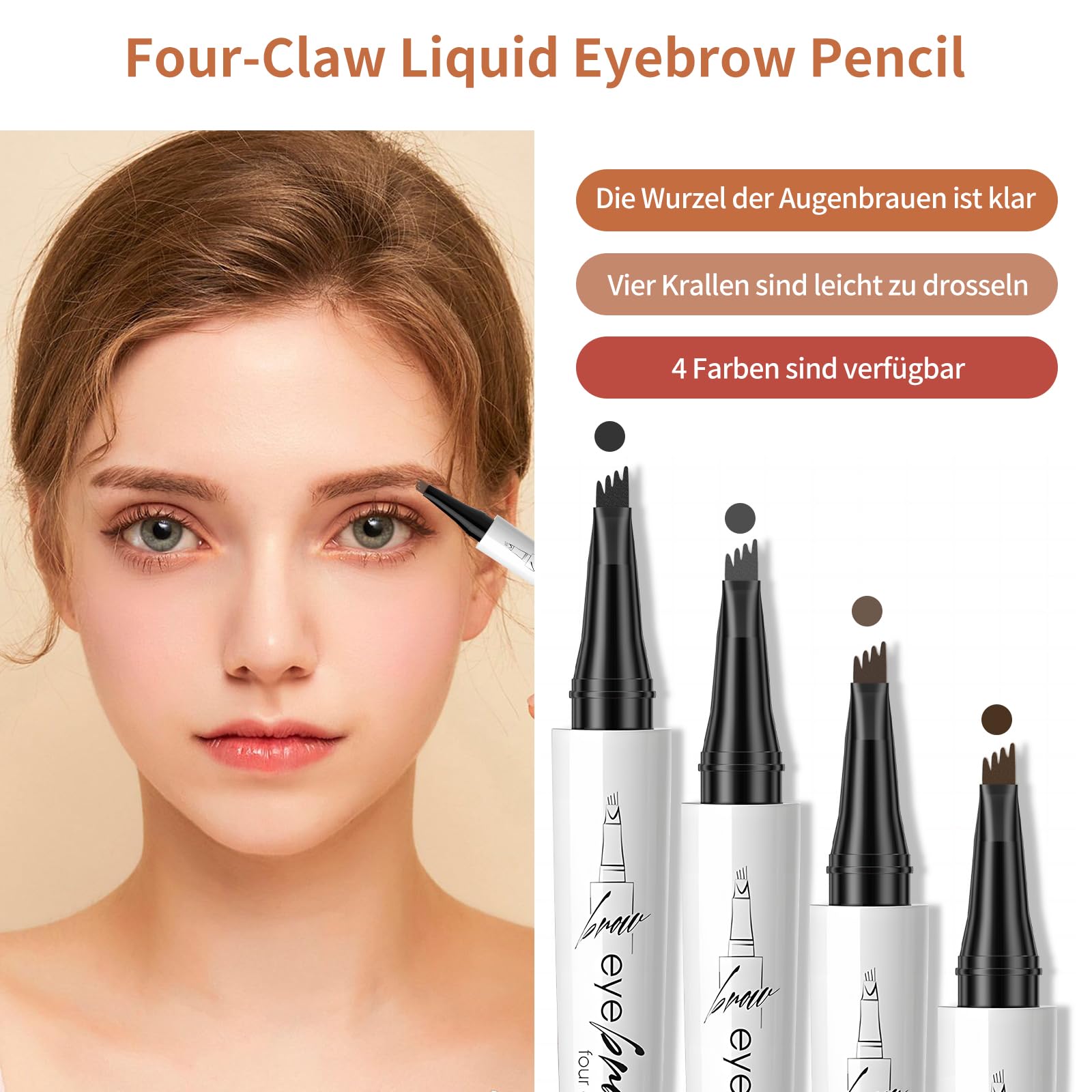 Олівець для брів 3D Microblading Contour Pen Водостійкий з 4-ма наконечниками Темна кава, C, фото №6