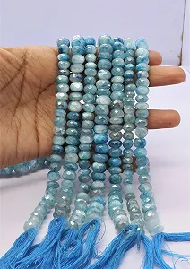 Намистини Місячний Камінь Rondella грановані 8-9 мм нитка 33 см Блакитний - Фото 1