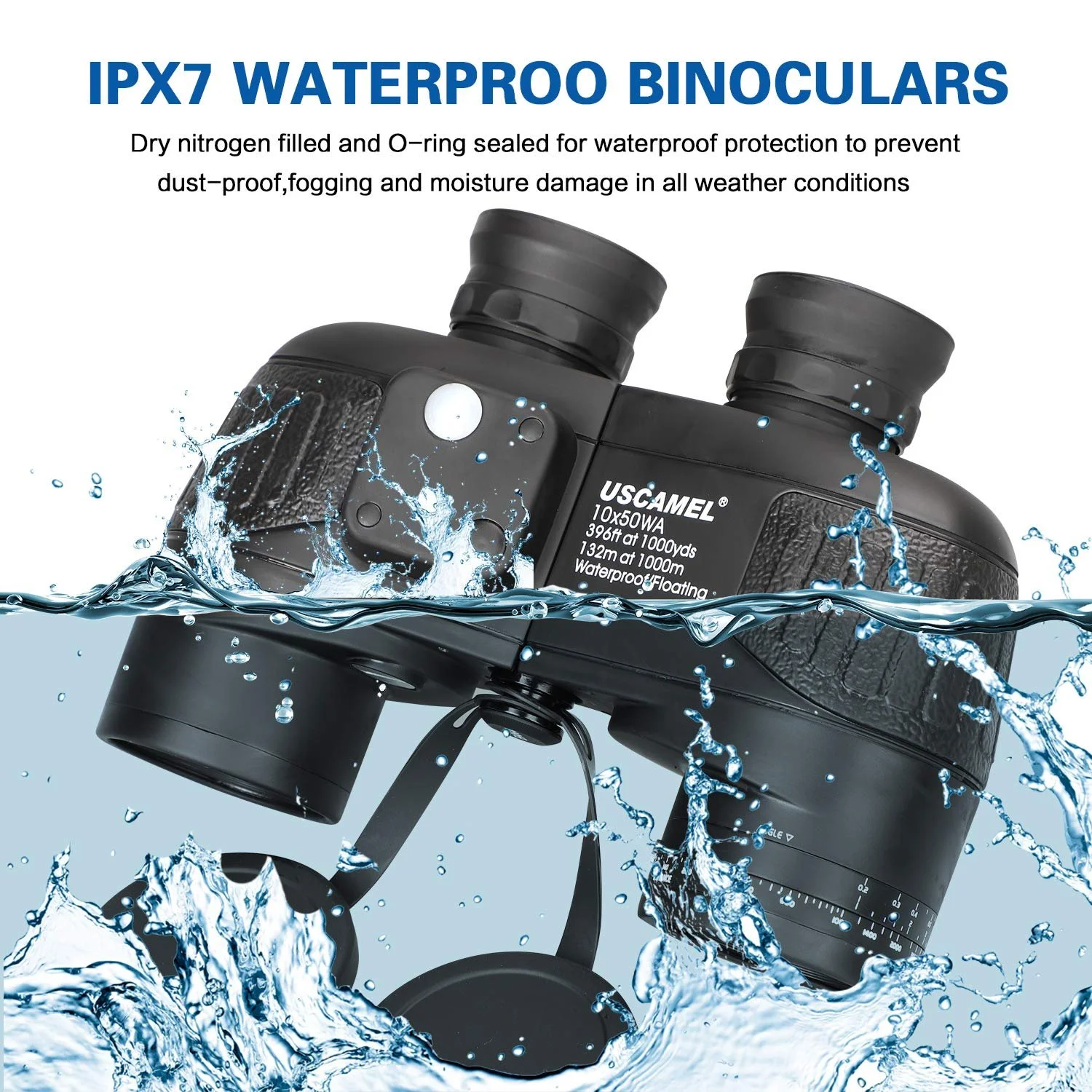 Бінокль USCAMEL 10x50 Kompakt HD Military Multifunction Compass Black, фото №4