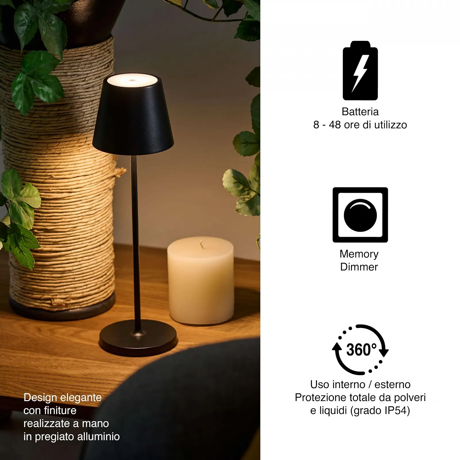 Настільна лампа SuzieV LED Акумуляторна Бездротова Димована Mineral Corten, фото №4