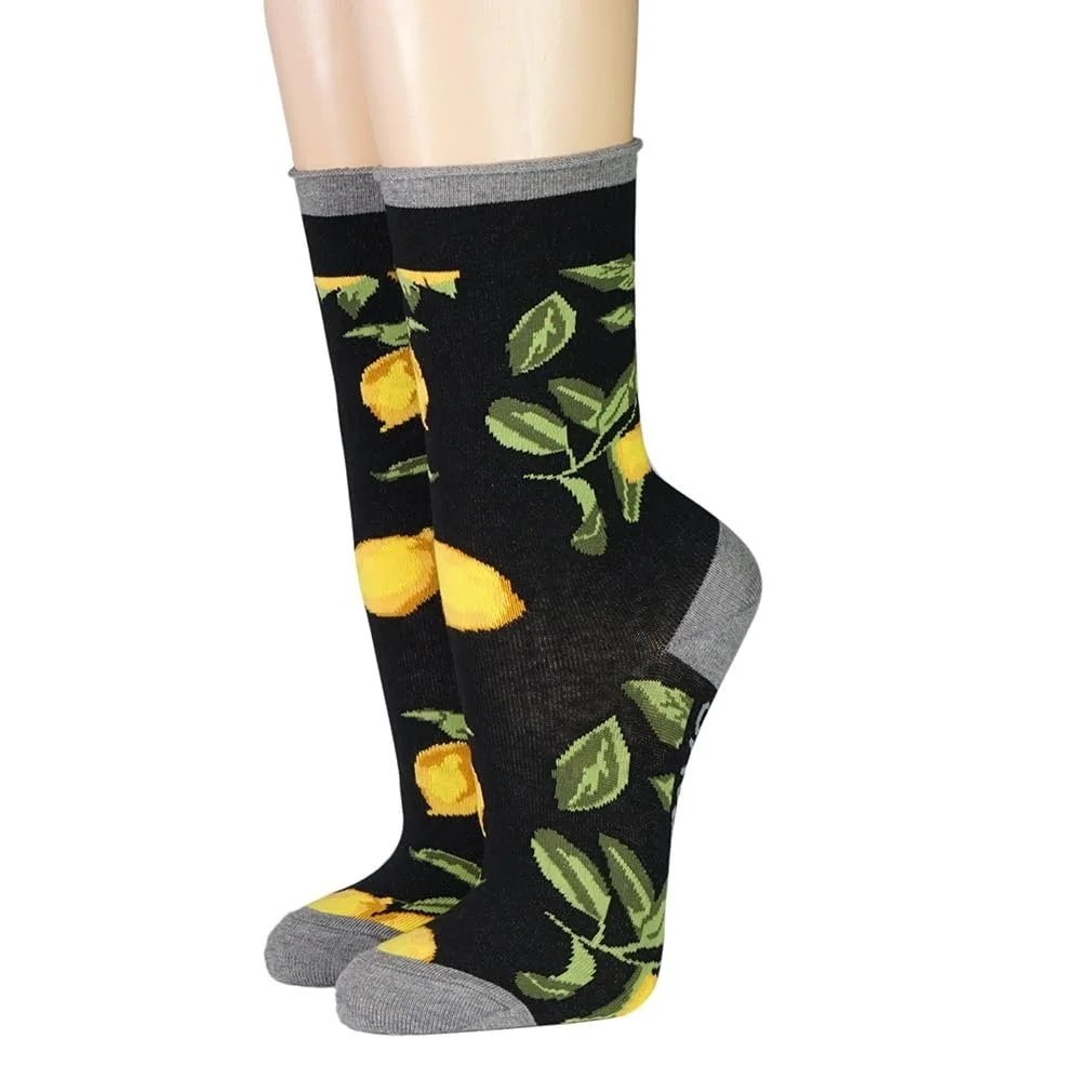 Жіночі довгі шкарпетки Cronert з закоченим краєм, дизайн - Лимони 18541, фото №1