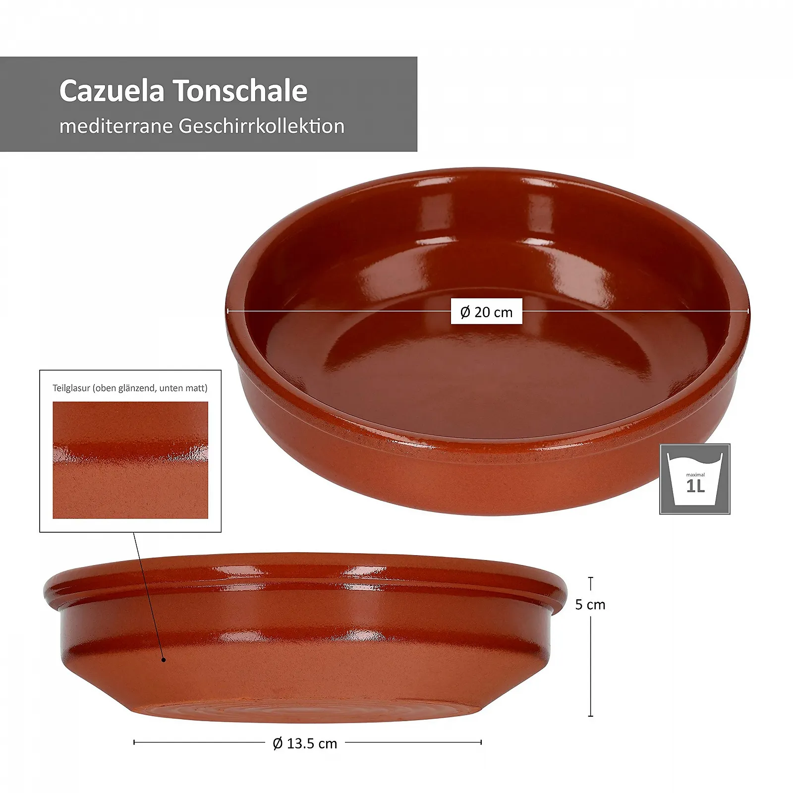 Миска Tonware MamboCat Cazuela Bruno, набор 6 шт., 20 см, L, средиземноморский стиль, фото №5