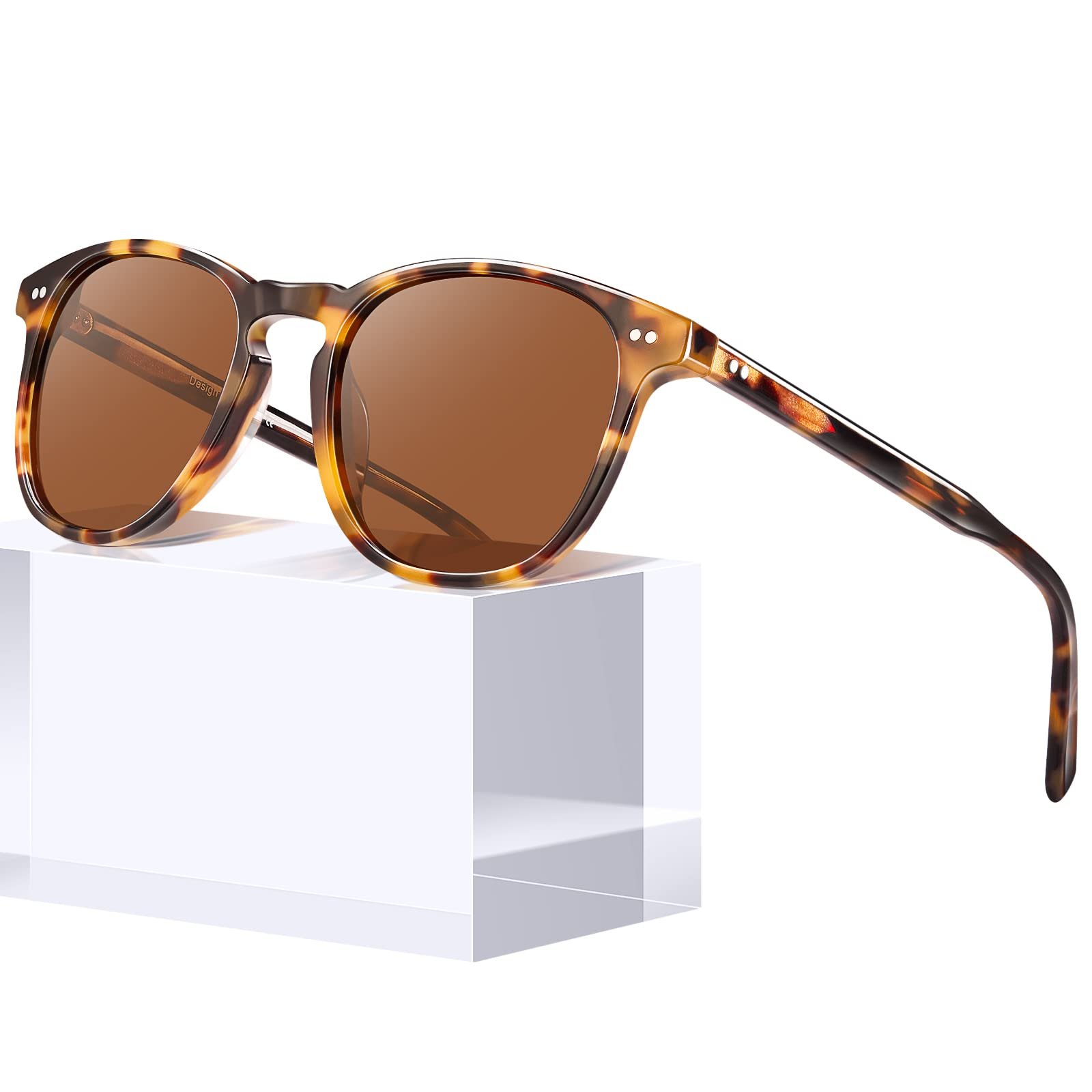 Поляризовані сонцезахисні окуляри для жінок CARFIA Small з футляром для окулярів, вінтажна ацетатна оправа для вузького обличчя, фото №7