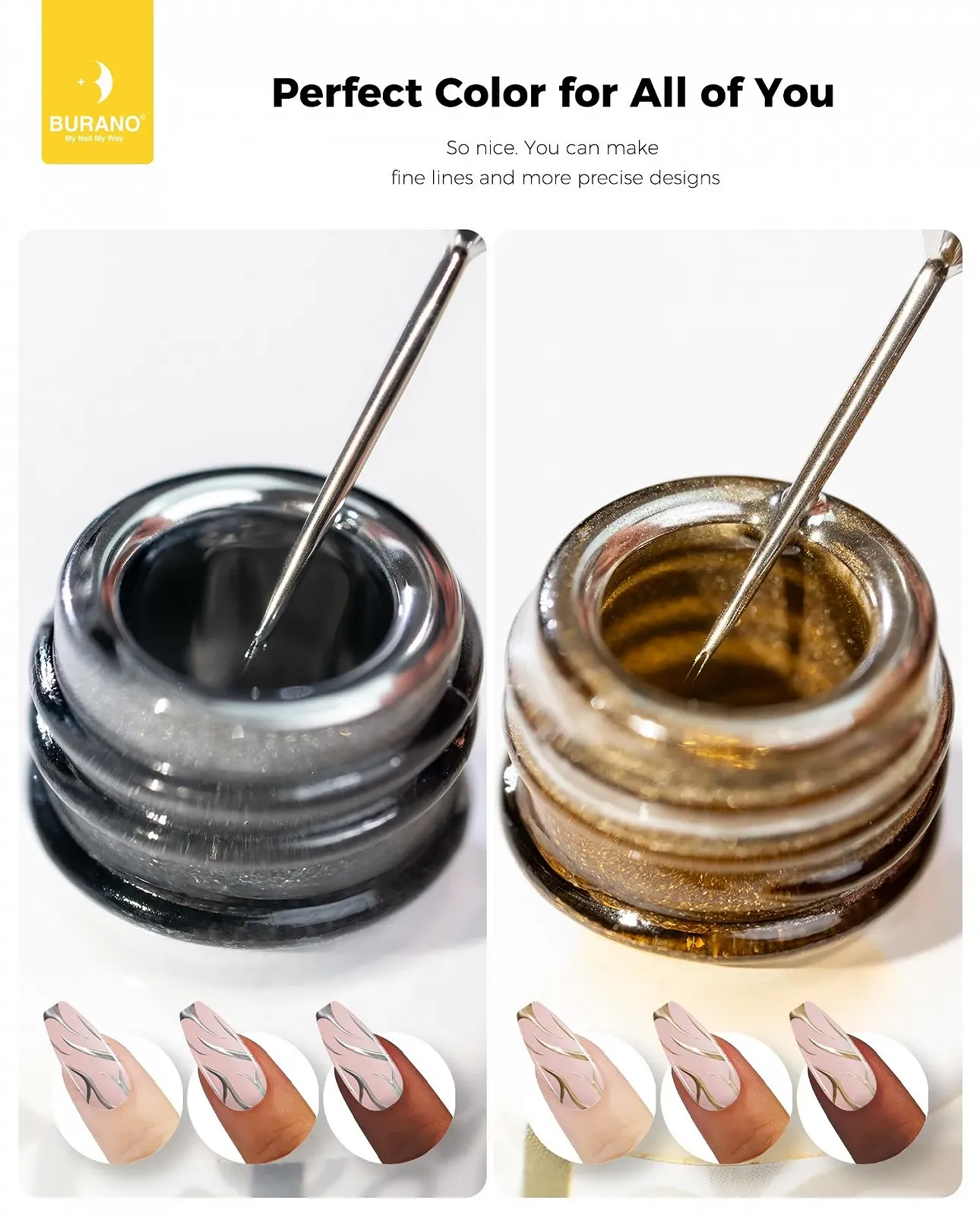 Гель-лак BURANO 3D Metallic Colours Металік, 2 флакони по 8 мл, фото №4