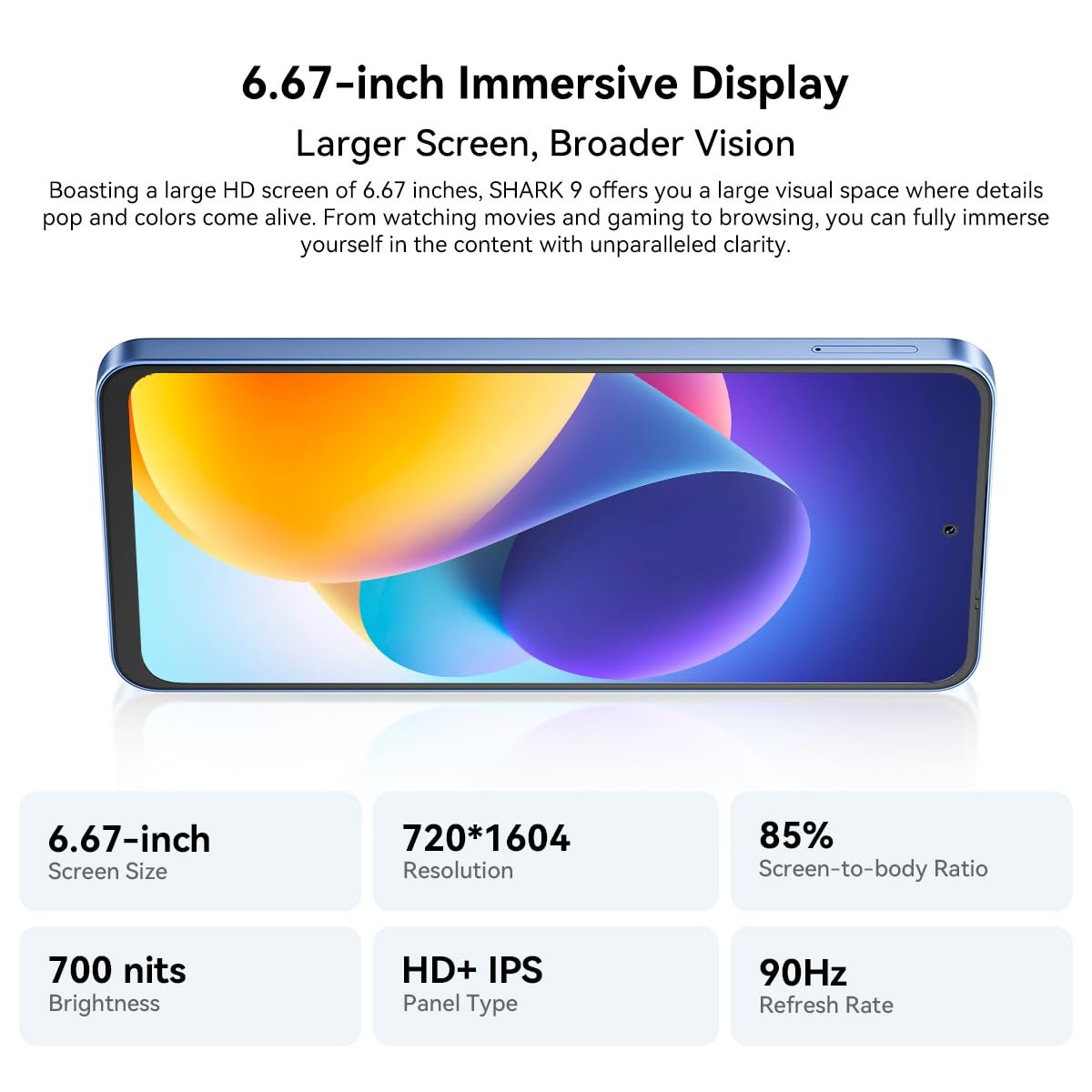 Смартфон Blackview Shark 9 6.67 дюймів HD+ IPS Дисплей 90 Hz 5G Unisoc T820 50 MP Камера 5000 mAh Акумулятор 8 GB RAM 200 г Надлегкий Black, фото №9
