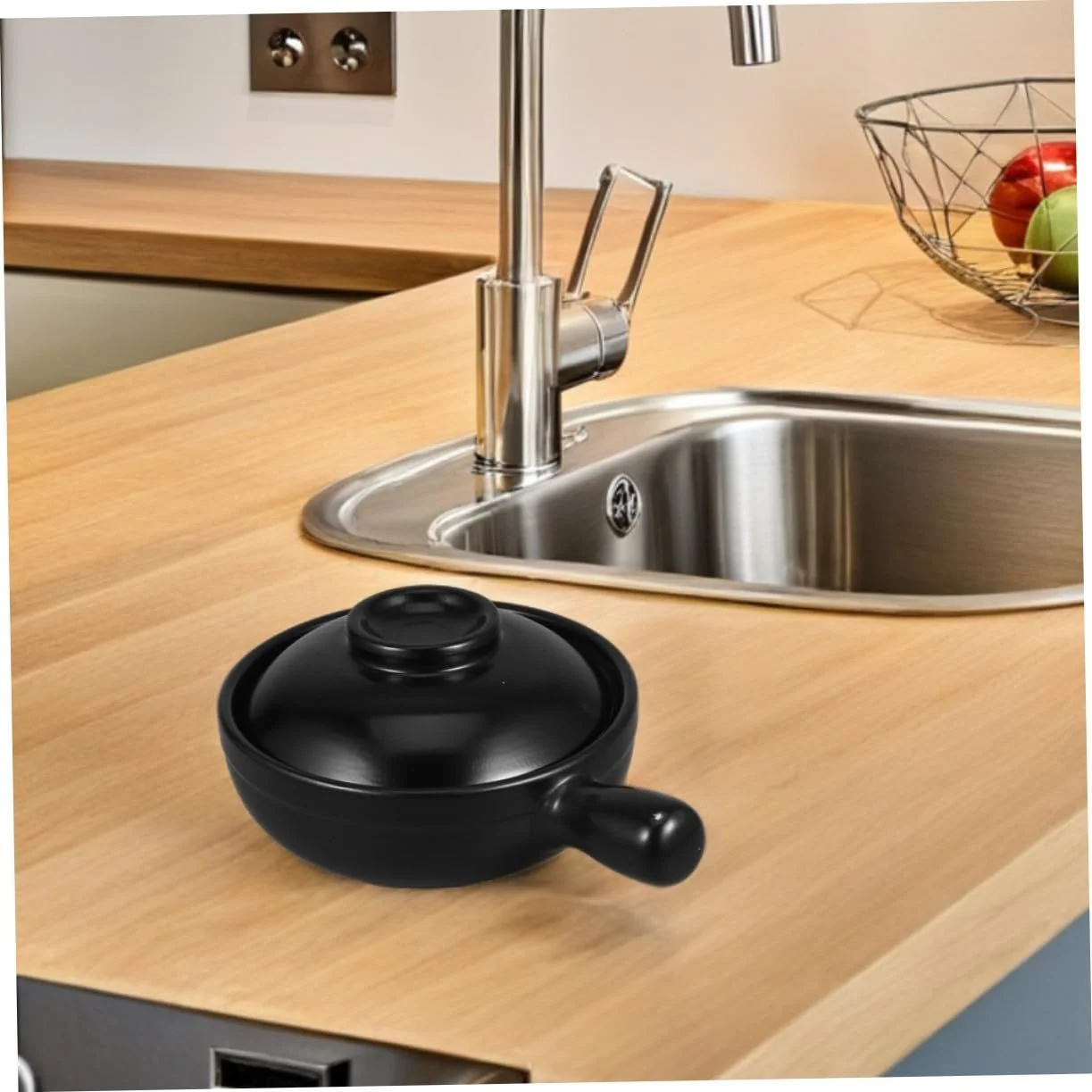 Глиняная кастрюля с крышкой натуральная жаростойкая для газовых плит, фото №5