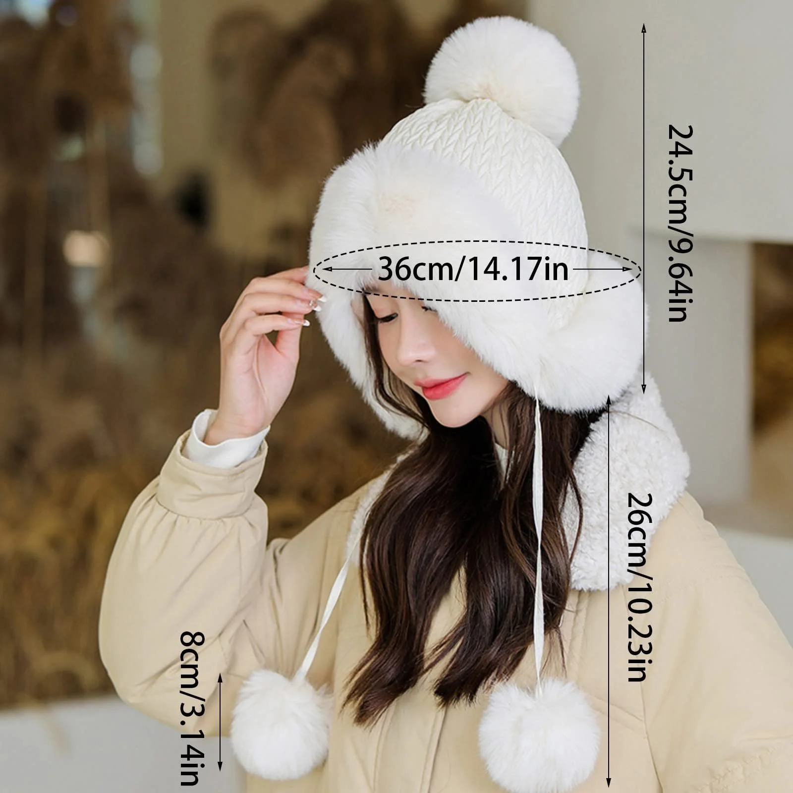 Плюшевая зимняя шапка LOIJMK модная теплая, фото №5