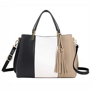 Сумка з верхньою ручкою CRAZYCHIC, жіноча, зі штучної шкіри, чорна з сіро-коричневим відтінком, розміру Standard, елегантна - Фото 1