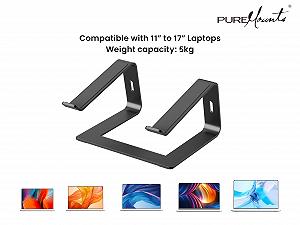 Подставка для ноутбука PureMounts Ultra-Slim Эргономичный Алюминиевый Держатель для ноутбука с вентиляцией и нескользящими накладками, Компактная подставка для ноутбука для домашнего офиса, Черный synthetic.ua - Фото 1