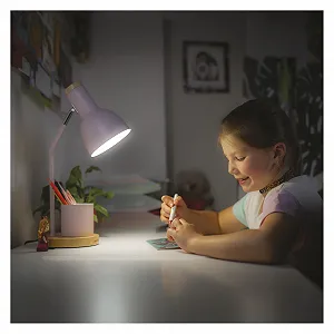 Настольная лампа EMOS POPPY LED с подставкой для ручек E27 Металл/Дерево Розовая synthetic.ua - Фото 1