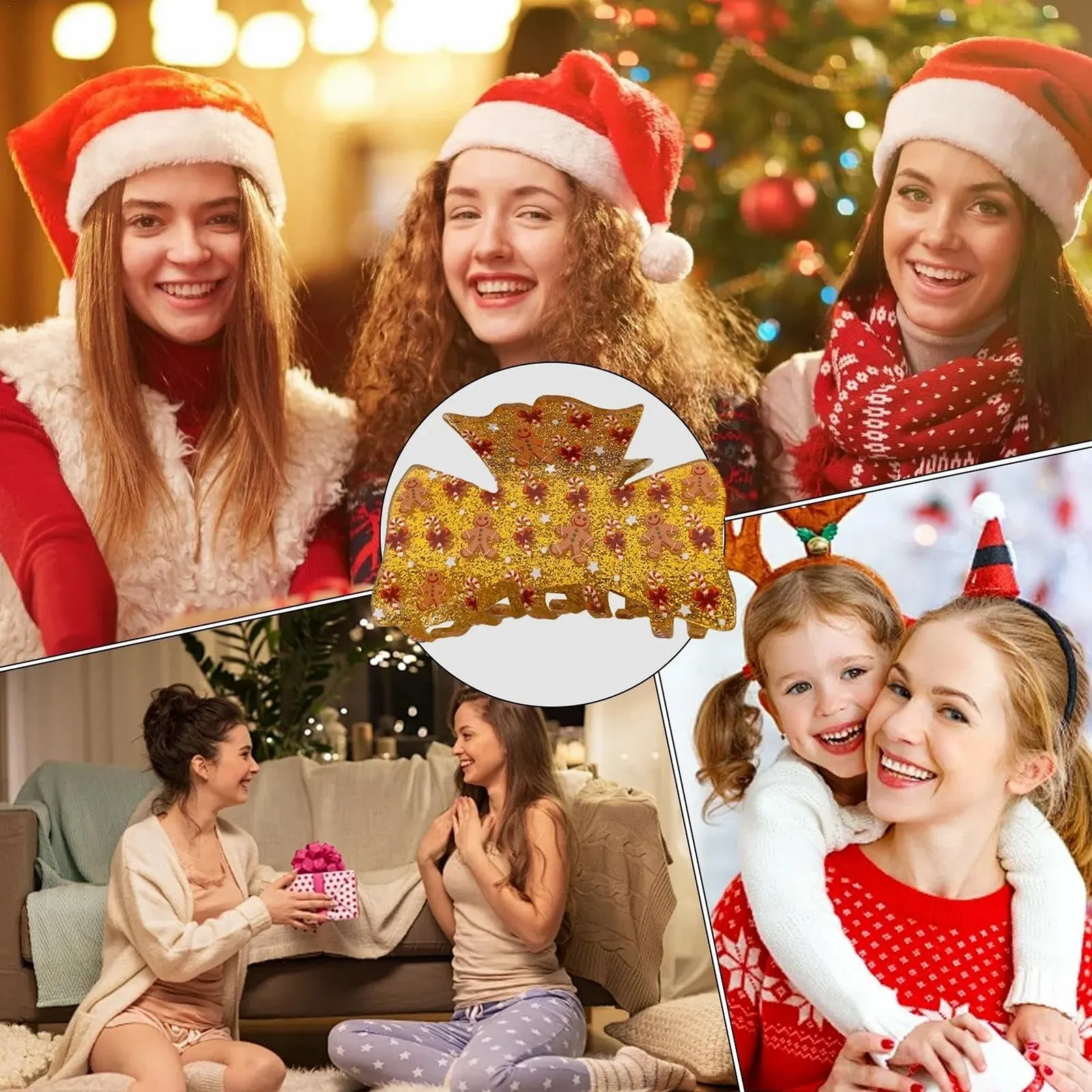 Краб для волосся Schöne зі стразами, шпилька у вигляді Санти, фото №4