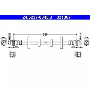 Тормозной шланг ATE 24.5237-0345.3 для VAG, передний мост, передний мост справа - Фото 1
