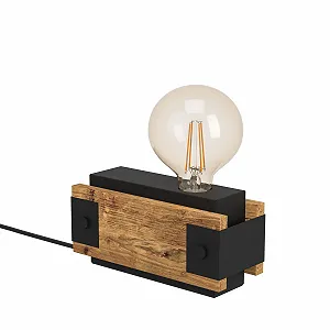 Настольная лампа EGLO Layham сталь дерево черная 10 см - Фото 1