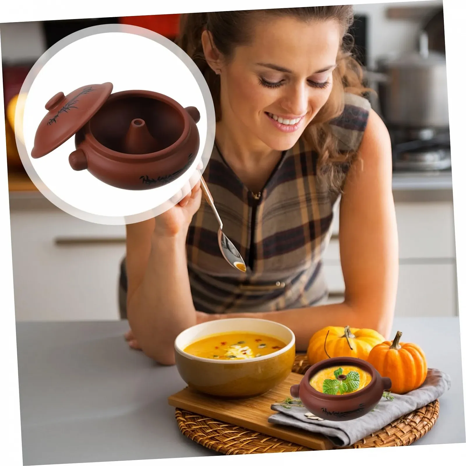 Керамическая кастрюля для супа VICASKY термоизоляционная для равномерного приготовления, фото №7