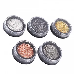 Бусины для дизайна ногтей FRCOLOR 5 наборов Металлические бриллианты для ногтей Украшения для ногтей Стразы Микро пикси Карусель для ювелирных изделий для ногтей Аксессуары для маникюра Бусины - Фото 1