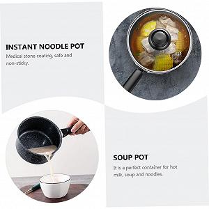 Ковш VALICLUD каменное покрытие медицинский камень для супа и лапши с ручкой черный synthetic.ua - Фото 1