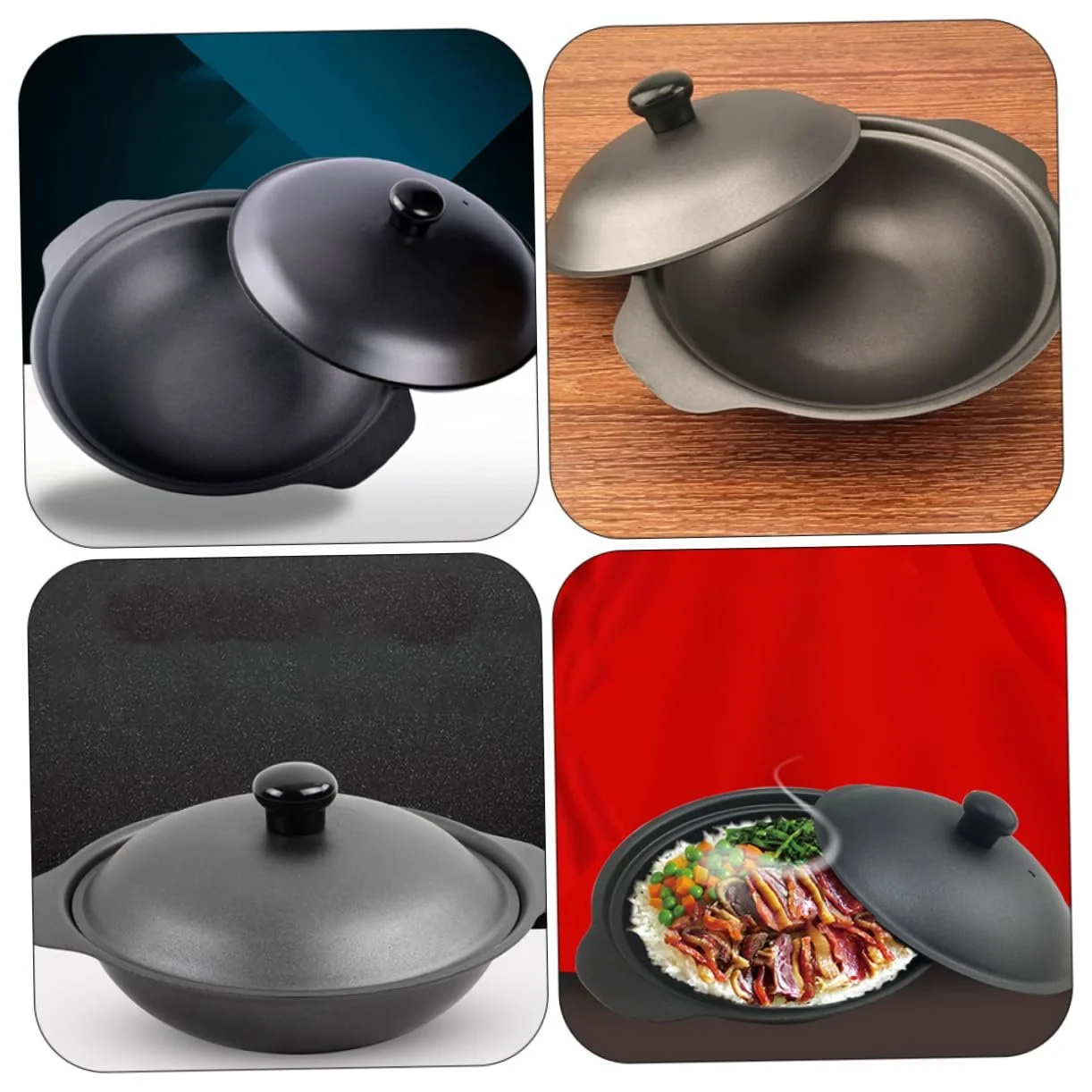 Кастрюля IMIKEYA чугунная с крышкой для запекания и тушения высокая теплоемкость, фото №5