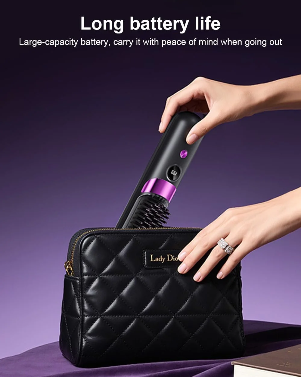 Щітка-випрямляч MCH Ceramic Quick Heating Mini 4 налаштування температури бездротова з іонізацією, фото №7 Щітка-випрямляч MCH Ceramic Quick Heating Mini 4 налаштування температури бездротова з іонізацією, фото №7
