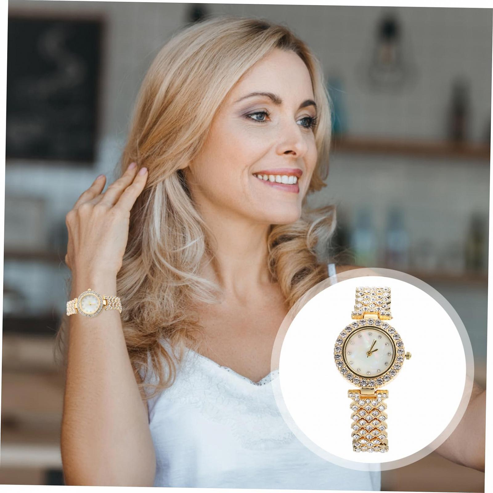 Женские часы LIFKOME Инкрустированные стразами Золотой Стальной браслет, фото №9