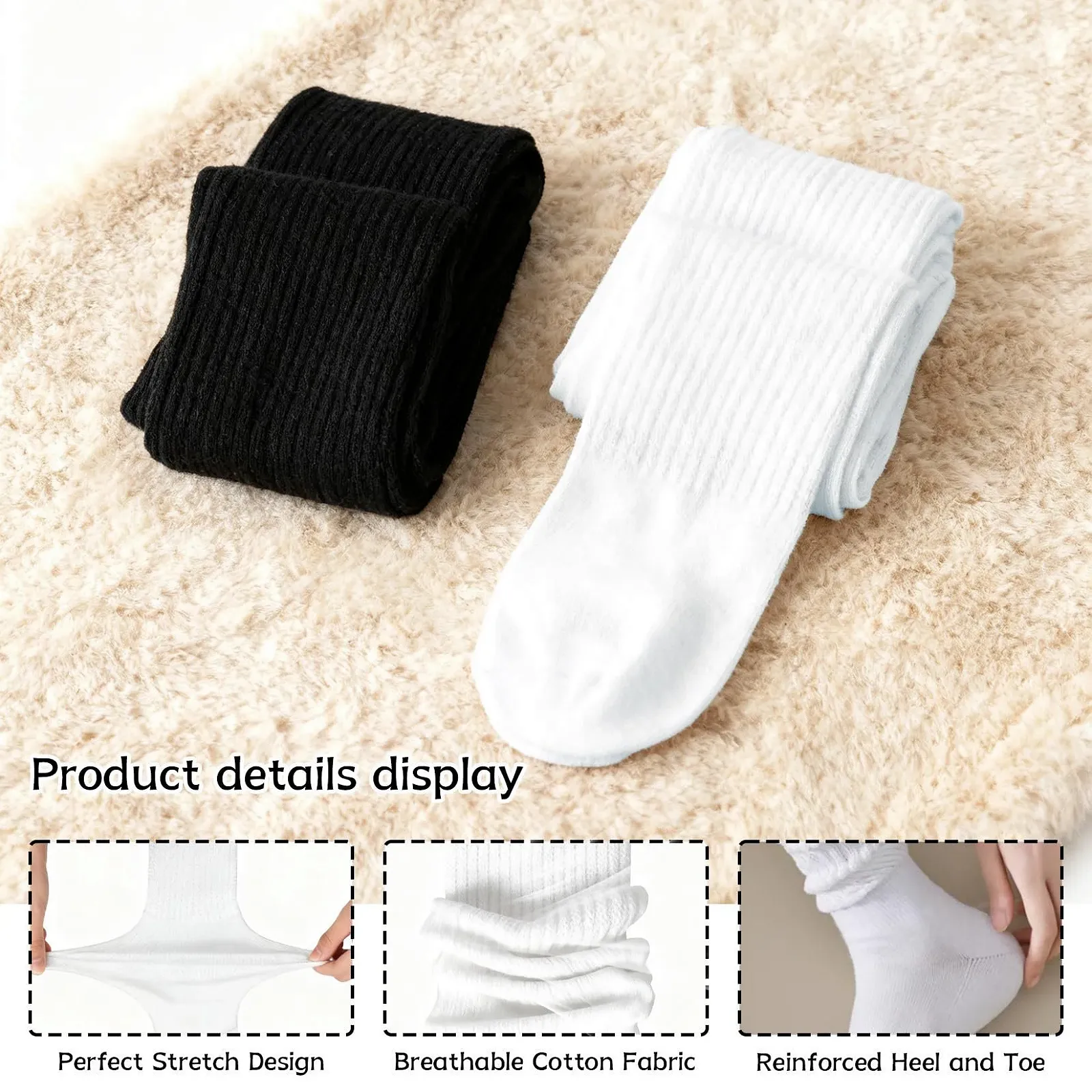 4 пари гетрів Knit Cotton Slouch шкарпетки бавовняні в'язані гольфи, фото №6