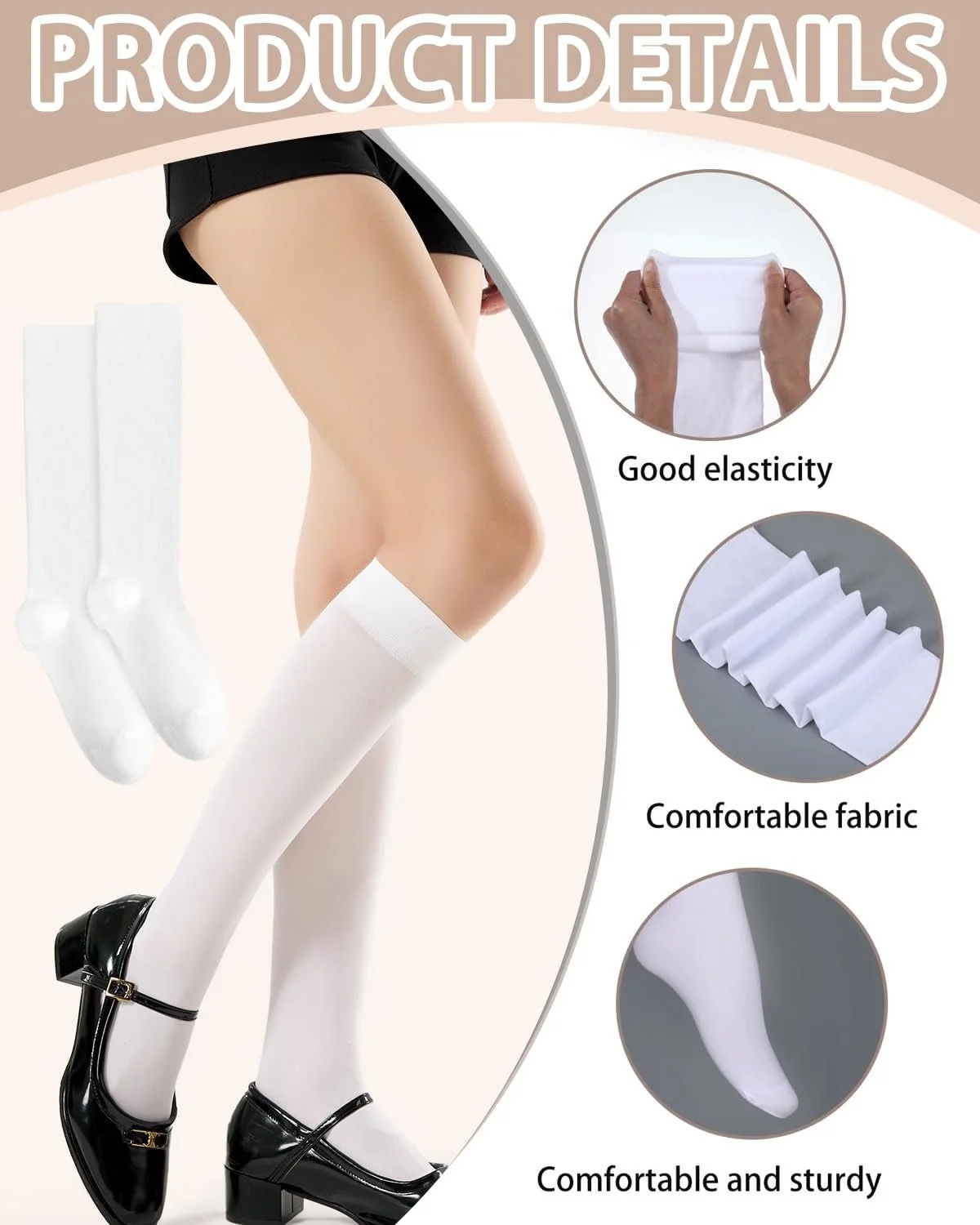 Жіночі гольфи до коліна Білі, фото №3