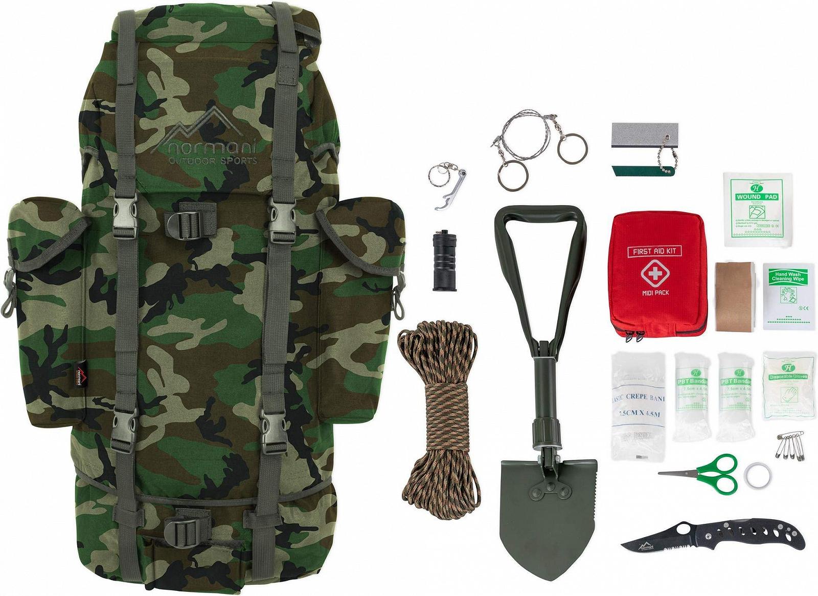 Набір для виживання Рюкзак German Army + Міні-лопата German Army TL + Ніж One-Handed + Аптечка першої допомоги + Дротова пила + Відкривачка для пляшок + Вогнетривка мотузка різних кольорів, фото №1