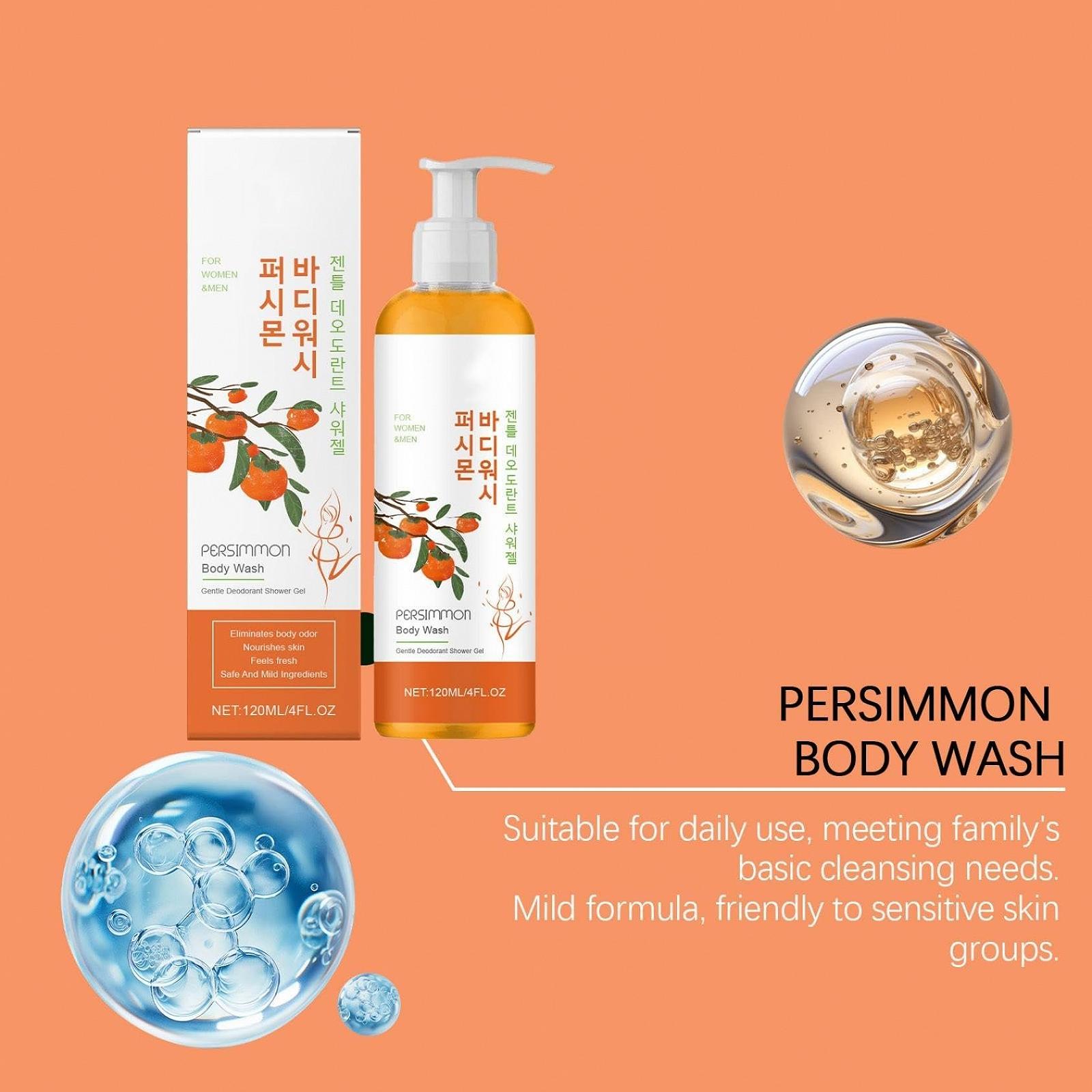 Гель для душу з хурмою для видалення запаху тіла для чоловіків та жінок 2 шт., фото №7