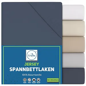 Простыня на резинке Cozita Basics 180 x 200 см, хлопок, трикотаж, антрацит - Фото 1