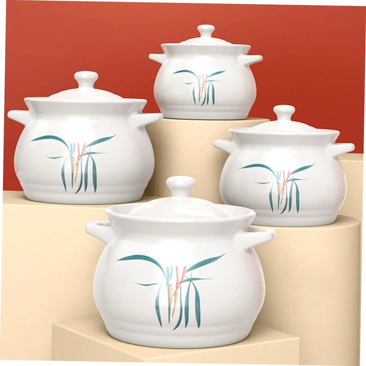 Горшок для супа BESTYASH керамический для тушения курицы с крышкой долговечный практичный, фото №6