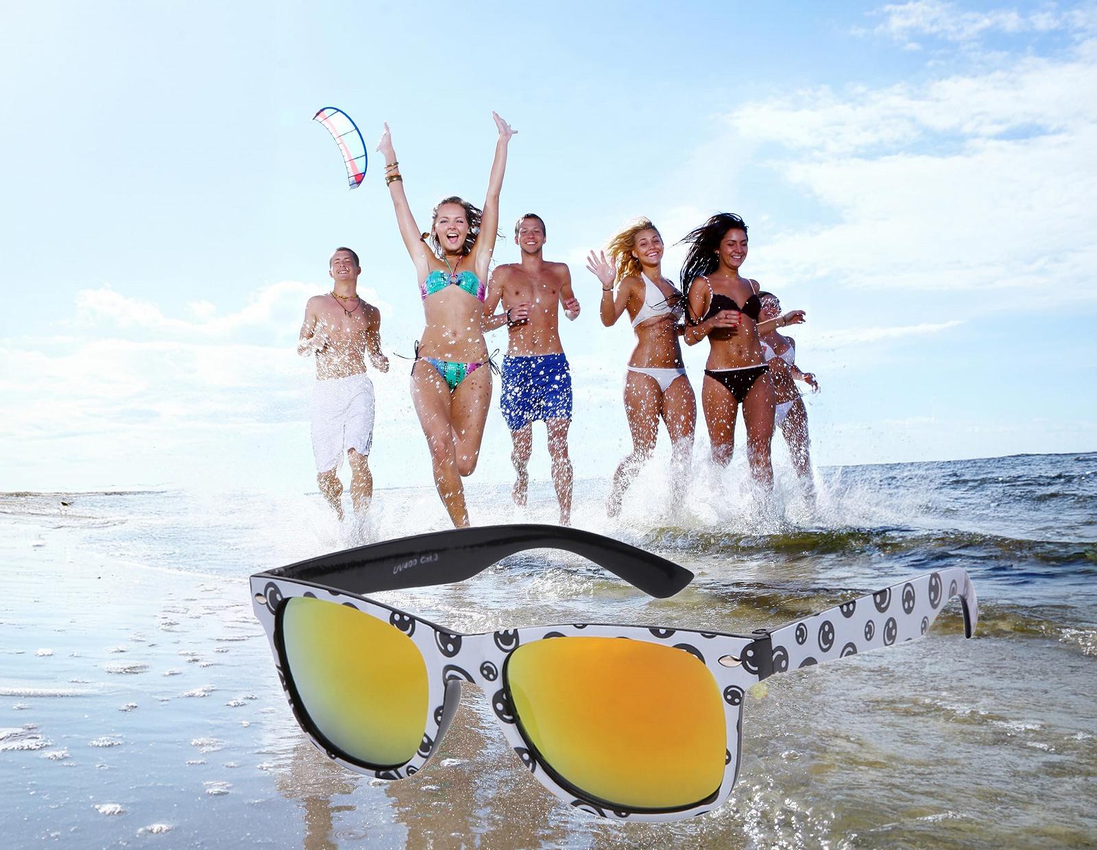 Сонцезахисні окуляри Nerd Ciffre Білі Чорні Смайлик, смайлик вогняне дзеркало, фото №2