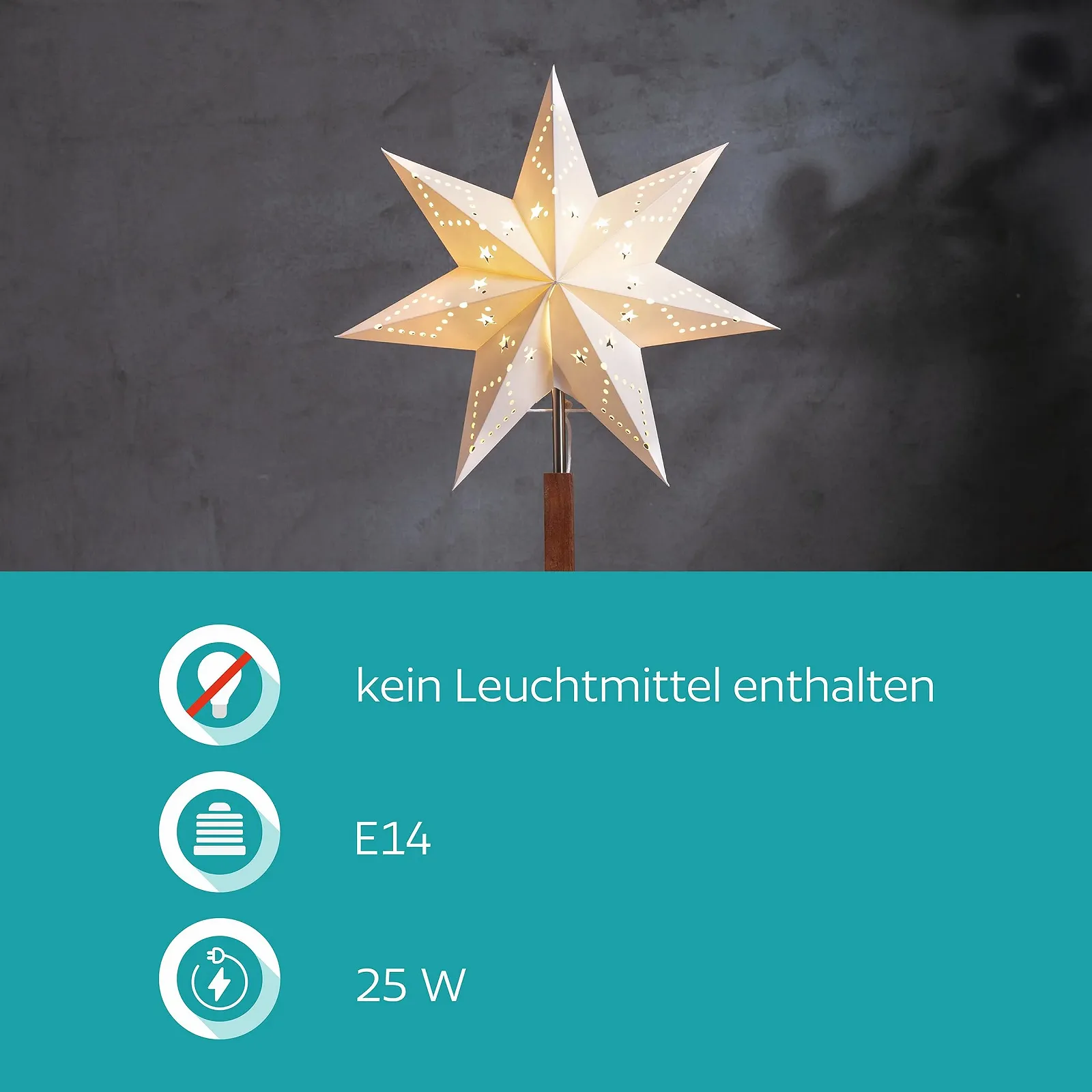 Настільна лампа EGLO Зірка Паперовий абажур Дерев'яна основа 3D E14 Біла, фото №4