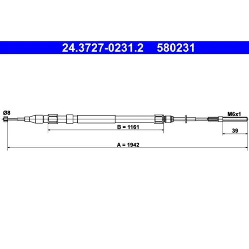 Трос стояночного тормоза ATE 24.3727-0231.2 для BMW задний, фото №1