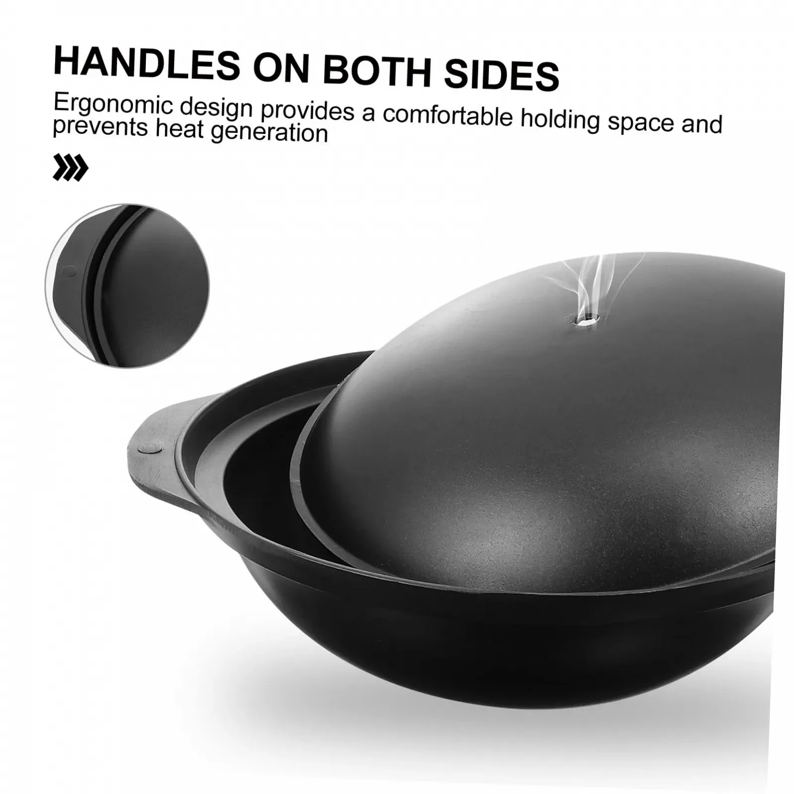 Кастрюля-жаровня алюминиевая с антипригарным покрытием и крышкой маленькая для риса, фото №3