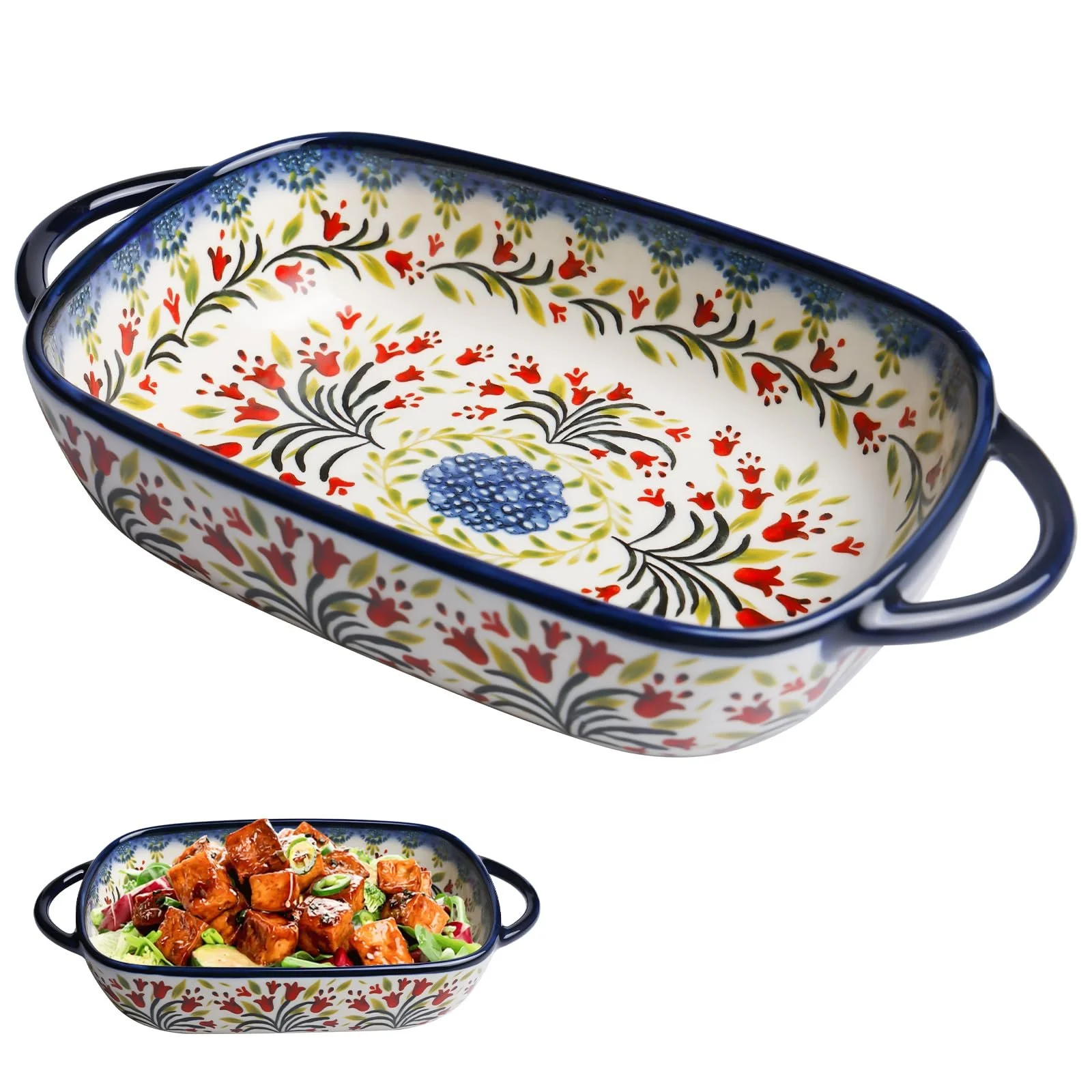 Форма для запекания керамическая прямоугольная для лазаньи с ручками 23,5 x 13 x 5 см, фото №1