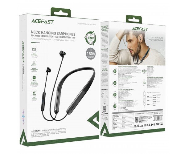 Навушники ACEFAST N1 neck hanging Bluetooth earphones Black, фото №8
