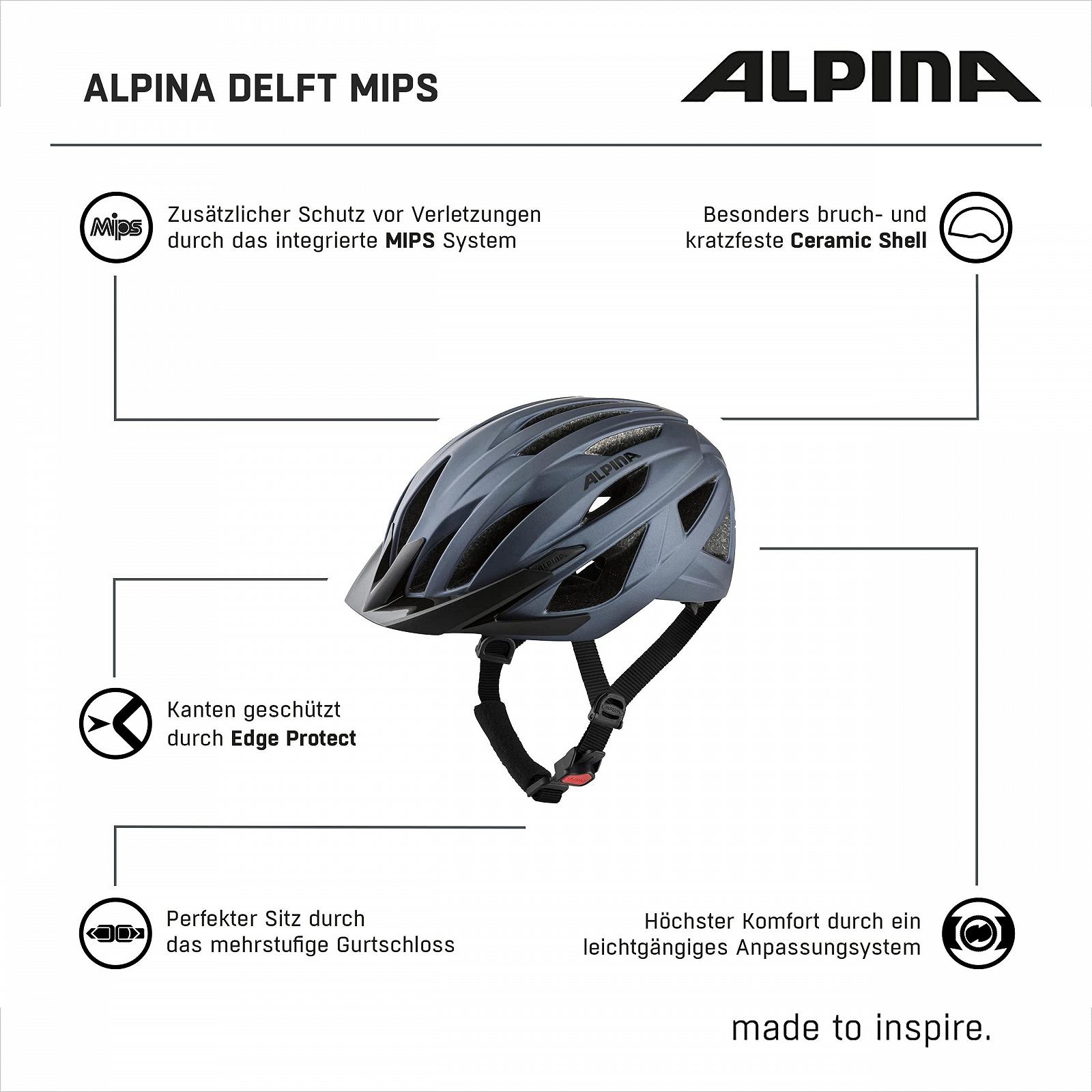 Шолом ALPINA Delft MIPS - Безпечний, легкий та індивідуально регульований велосипедний шолом MIPS для дорослих, оптимальний захист завдяки MIPS, фото №6