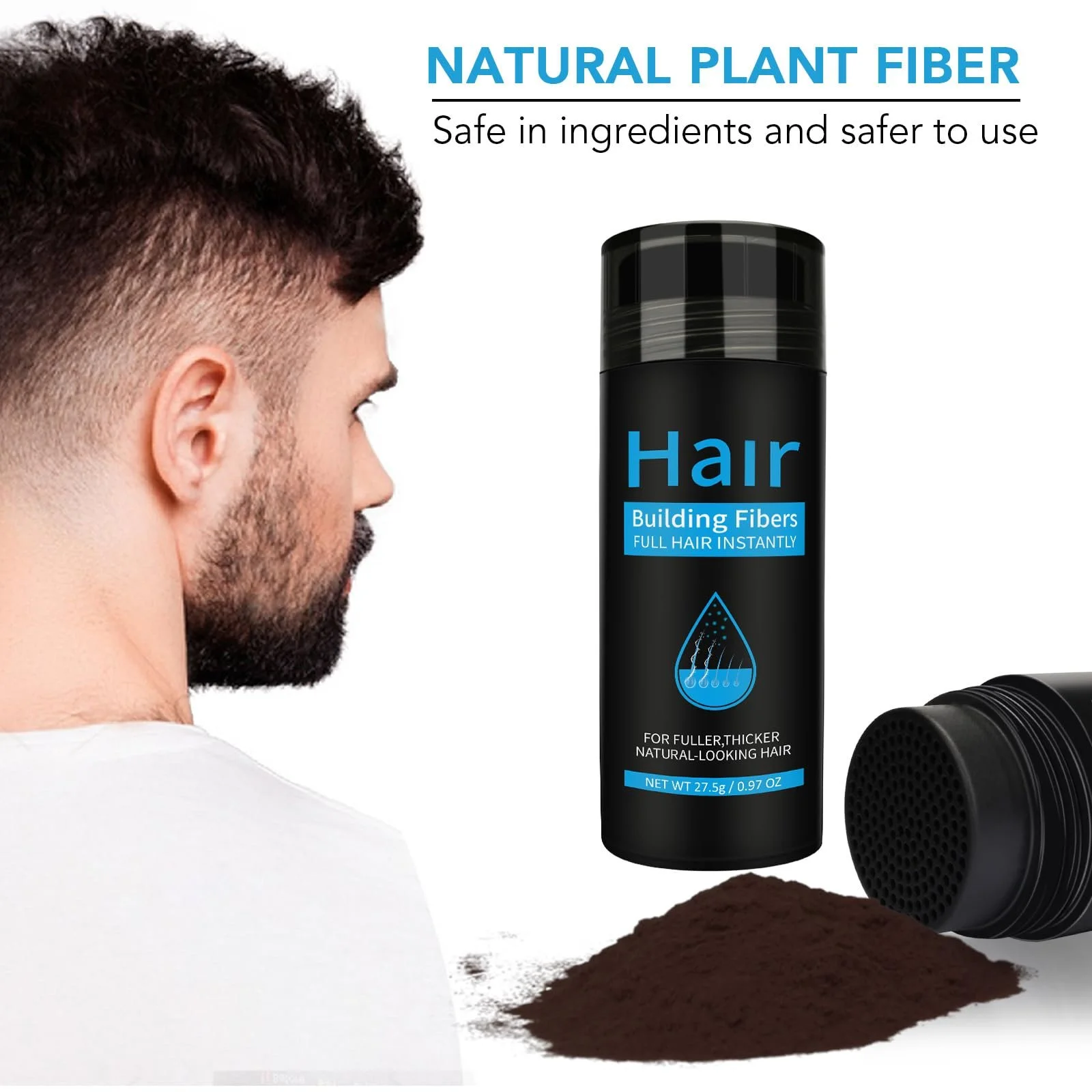 Волокна для волосся Natural Keratin Hair Building Fibres Dark Brown, фото №3