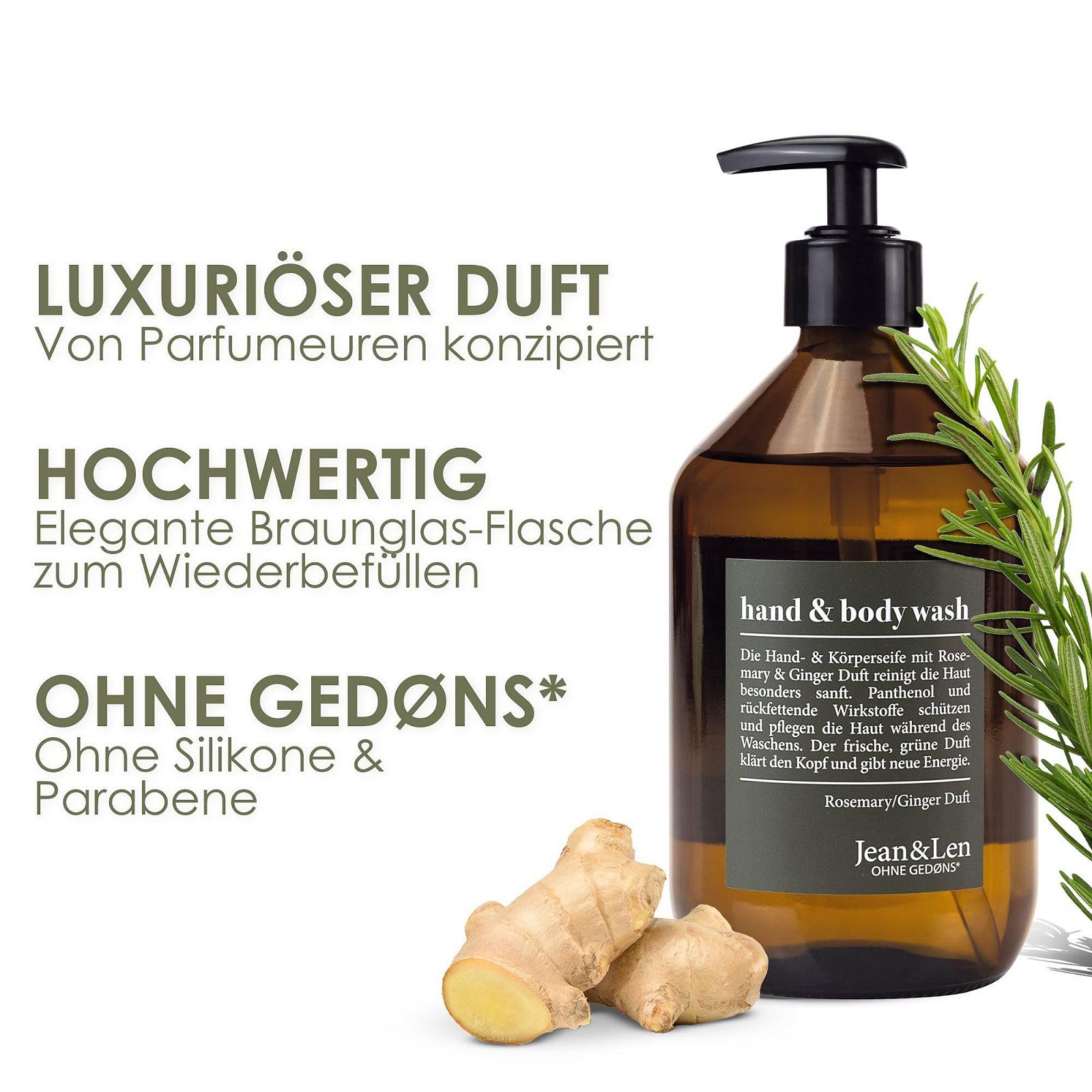 Шампунь для рук и тела Jean & Len Rosemary and Ginger 2-в-1 500 мл, фото №2