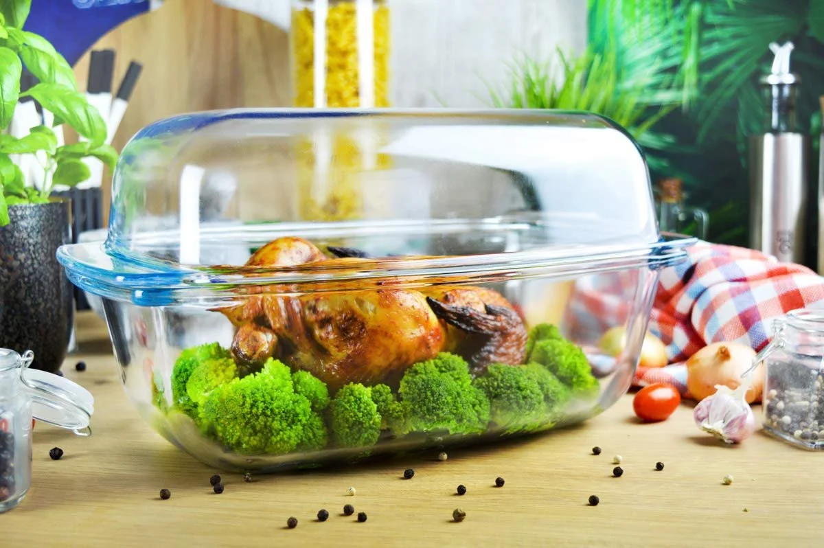 Гусятниця XXL скляна 7.0 л з кришкою термостійка, фото №2