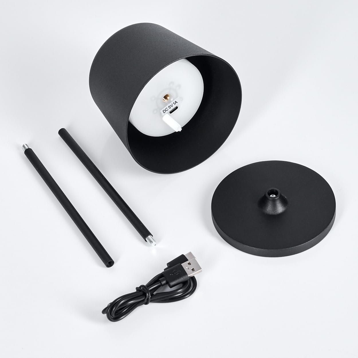 Настільна лампа HOFSTEIN Belece LED набір з 2 шт димована металева/пластикова 37 см USB-C акумуляторна IP44 чорна/біла, фото №6