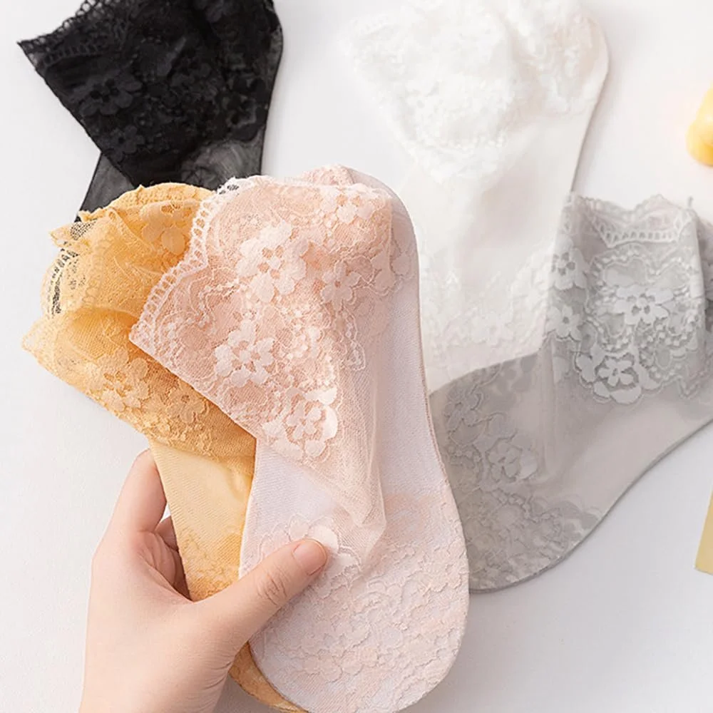 Носки Женские Кружевные Носки Короткие Тонкие Чулочно-носочные изделия Щиколотки Сетчатые Кружевные Носки Прозрачные Носки Дышащие Шелковые Чулочно-носочные изделия Ультратонкие Женские Носки, фото №2