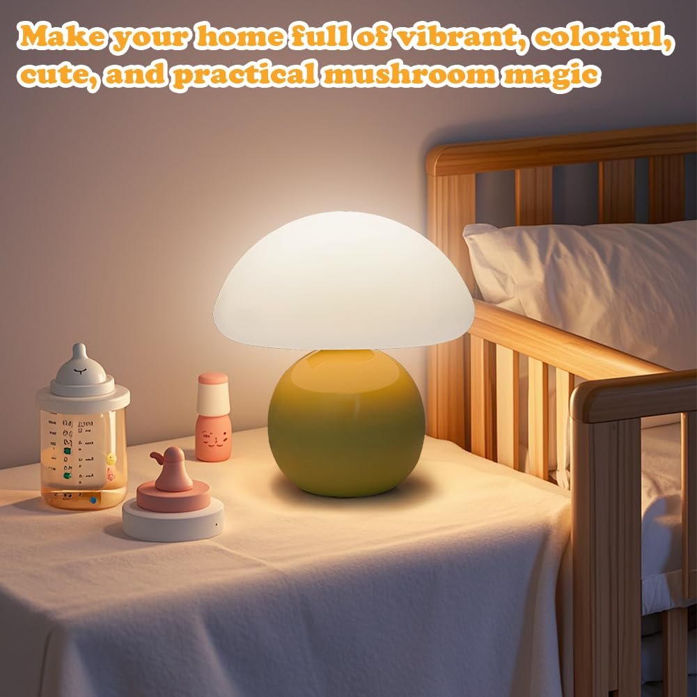 Настільна лампа Mushroom LED Dimmable Glass Ceramic Yellow, фото №5
