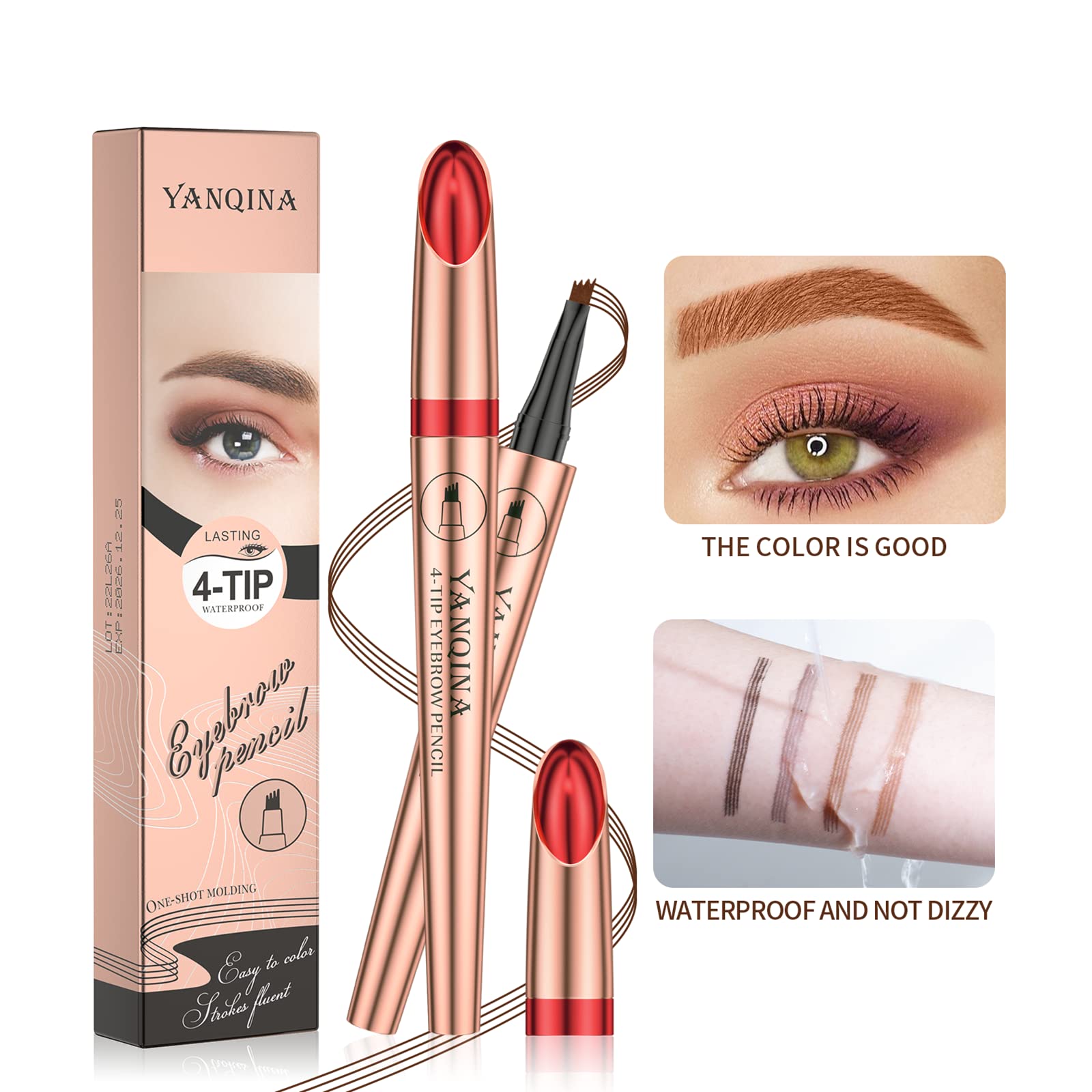 Олівець для брів Professional Makeup 24 Hours Long Smudge-Proof Natural Looking Dark Brown, фото №3