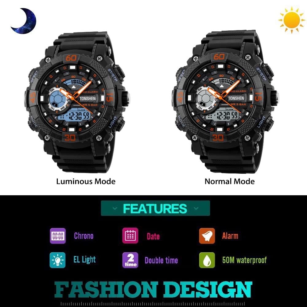 Годинник TONSHEN Quartz LED Силіконовий Чорний, фото №4