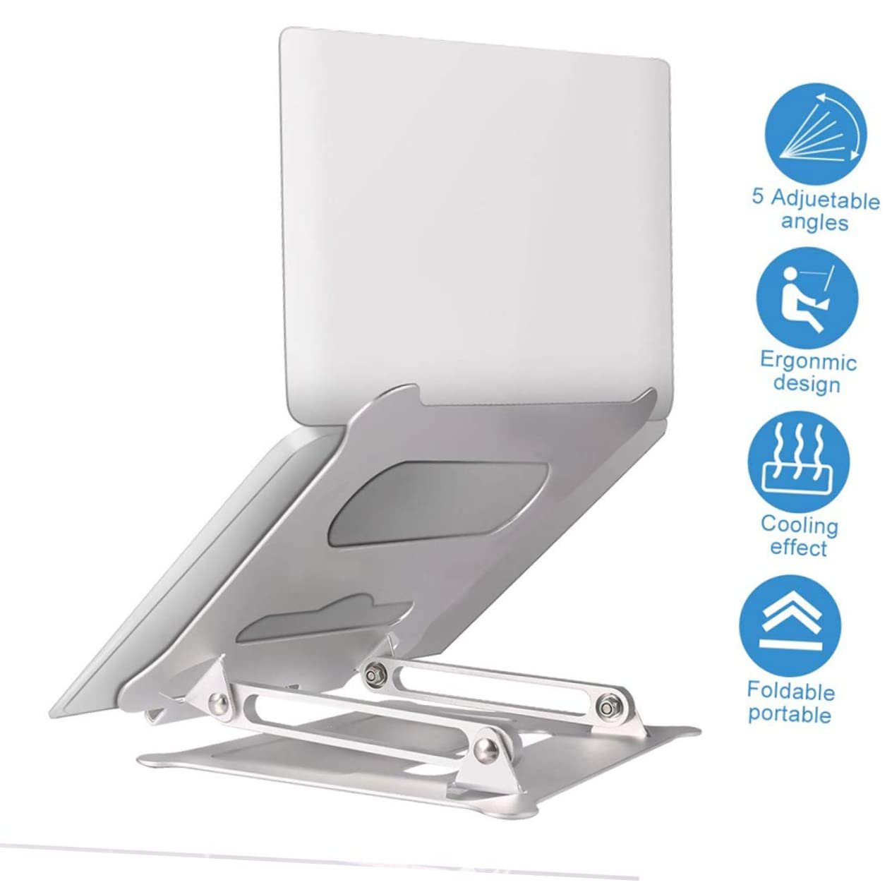 Подставка для ноутбука складная Алюминиевый сплав Регулируемая подставка для ноутбука Портативная поддержка для ноутбука Серебристый, фото №6